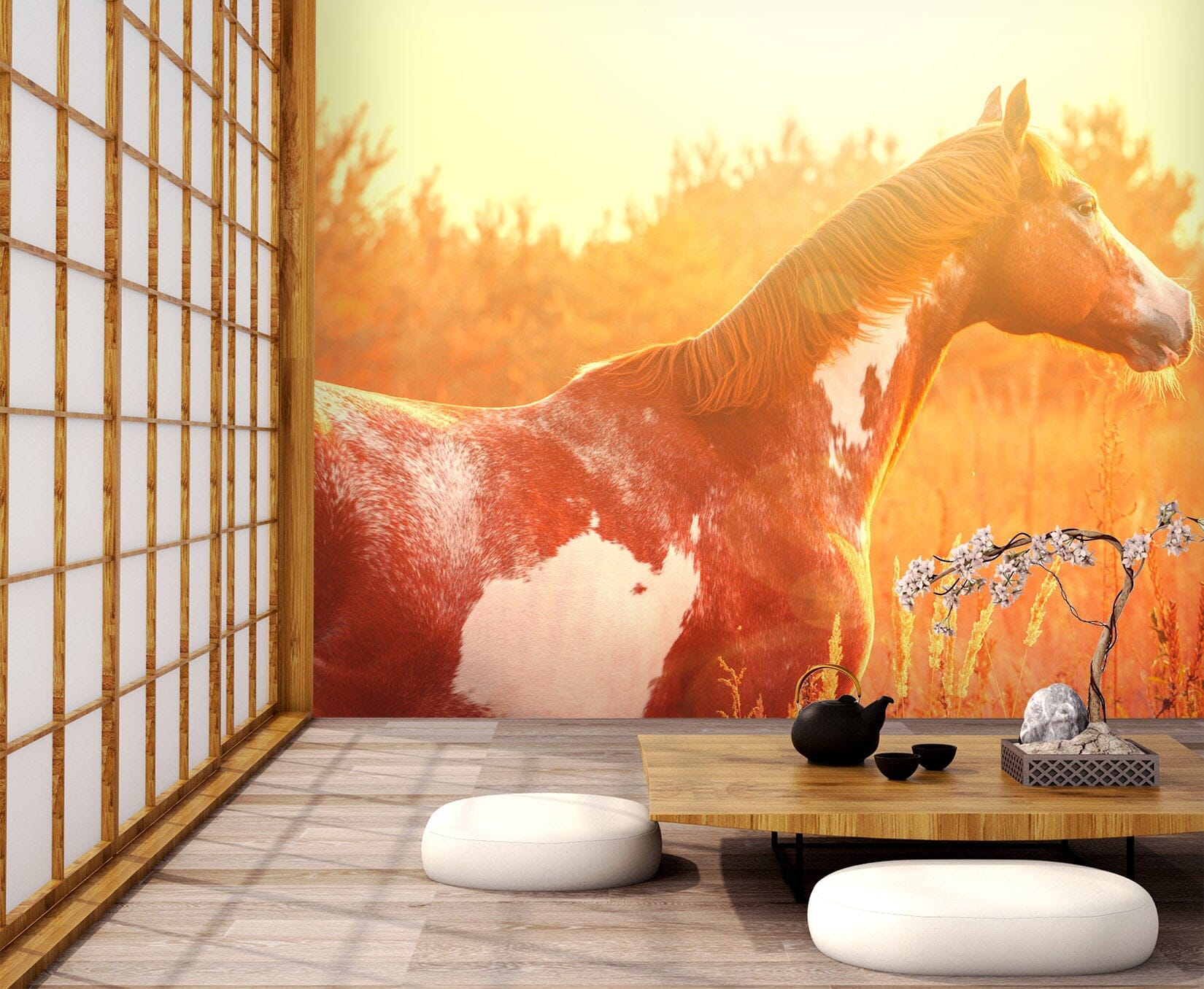 3D Dusk Grassland Horse 107 Wall Murals Wallpaper AJ Wallpaper 2