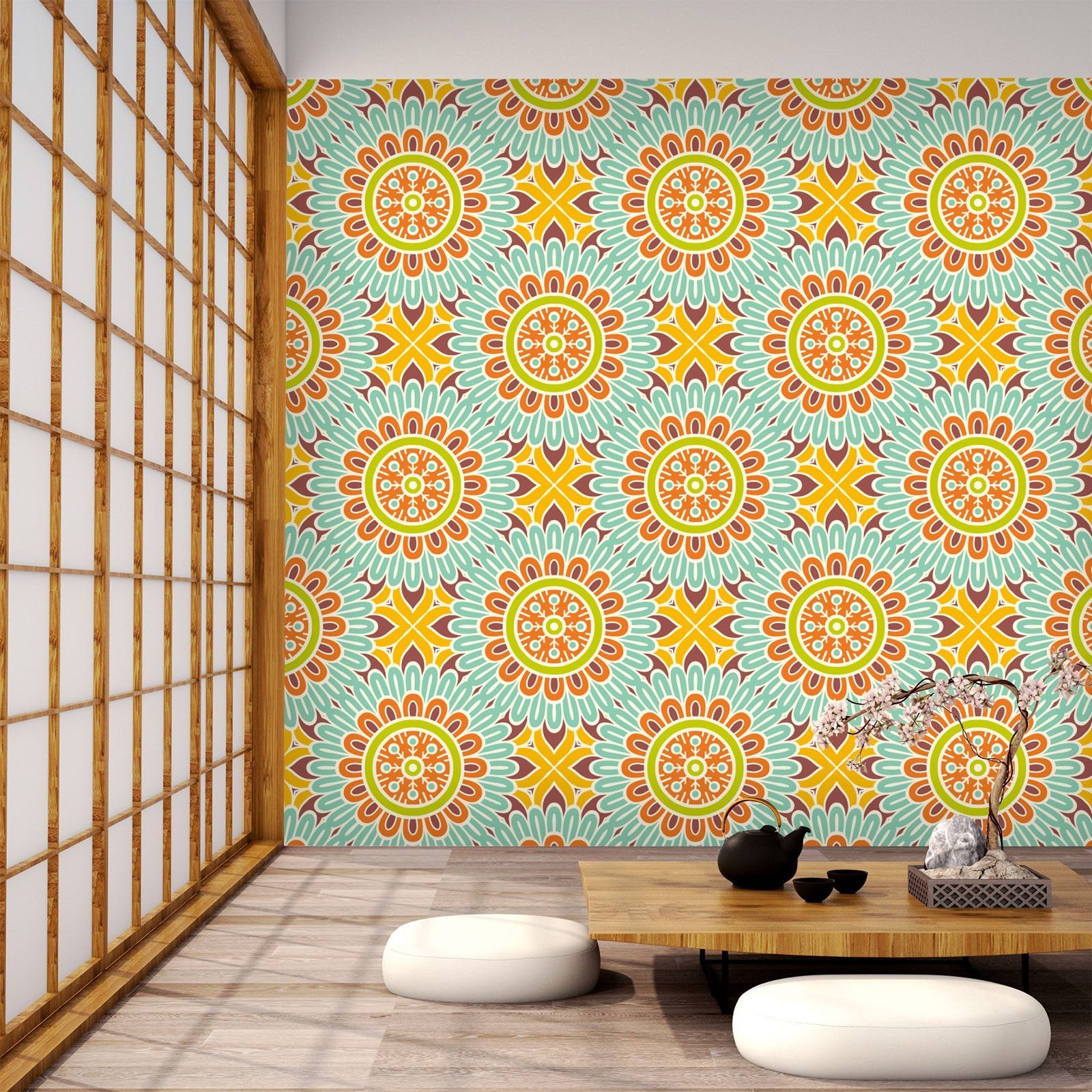 3D Orange Flower Pattern 305 Wallpaper AJ Wallpaper