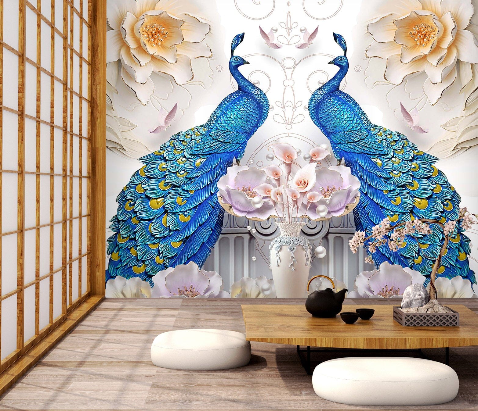 3D Blue Peacock 2075 Wall Murals Wallpaper AJ Wallpaper 2