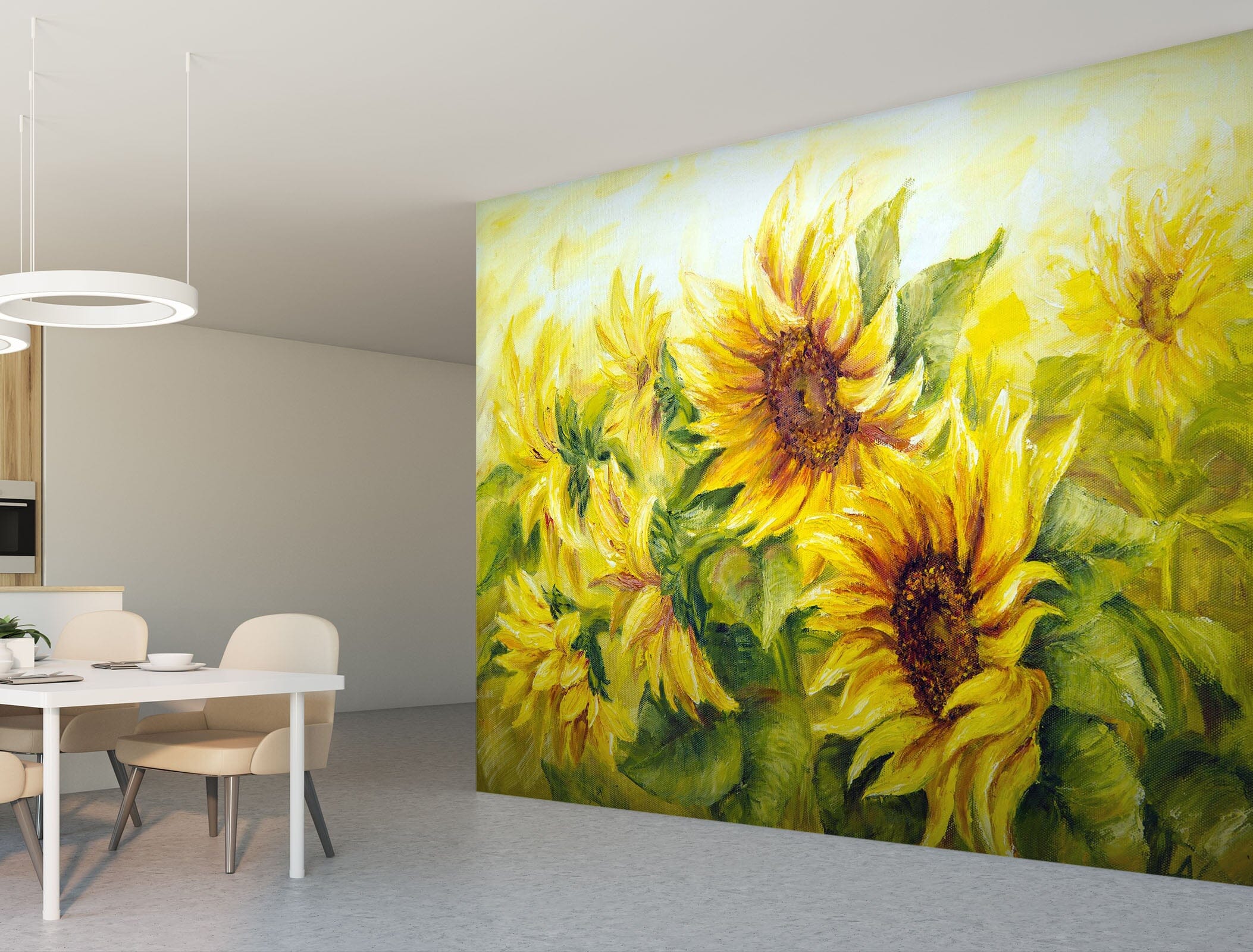 3D Oil Painting Sunflower 151 Wall Murals Wallpaper AJ Wallpaper 2