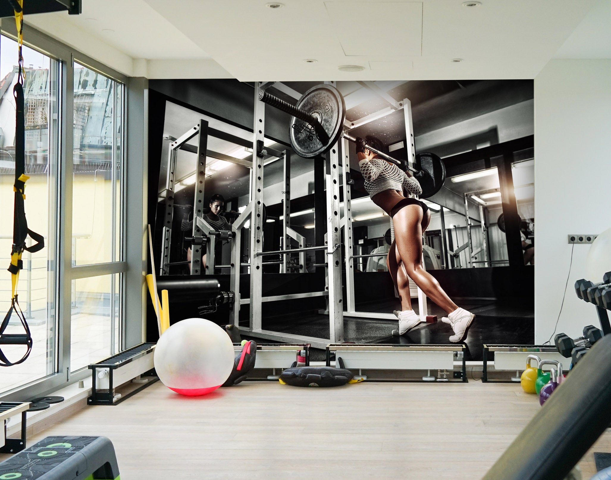 3D Girl Barbell 029 Wall Murals Wallpaper AJ Wallpaper 2