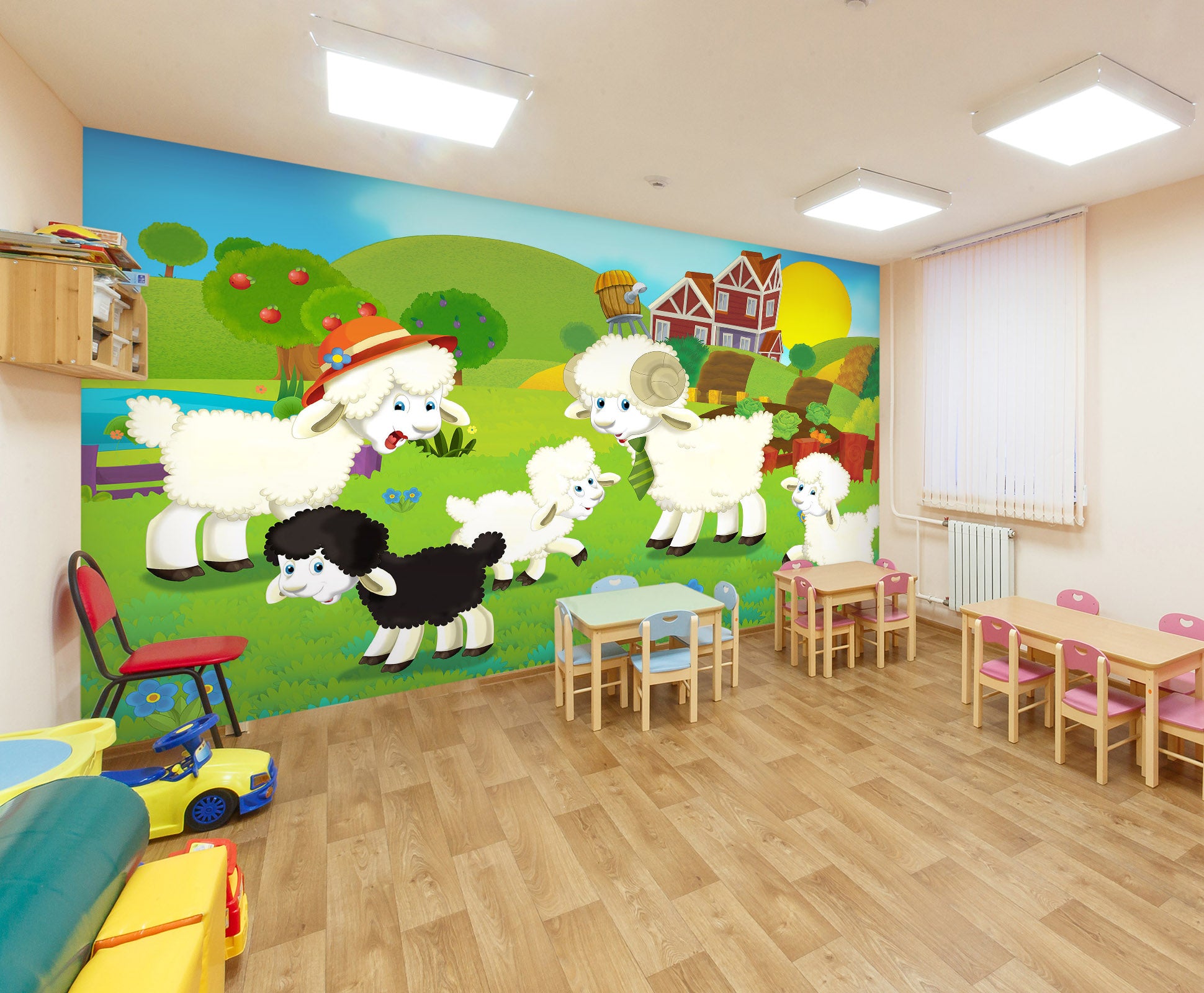 3D Cartoon White Sheep 007 Wall Murals Wallpaper AJ Wallpaper 2