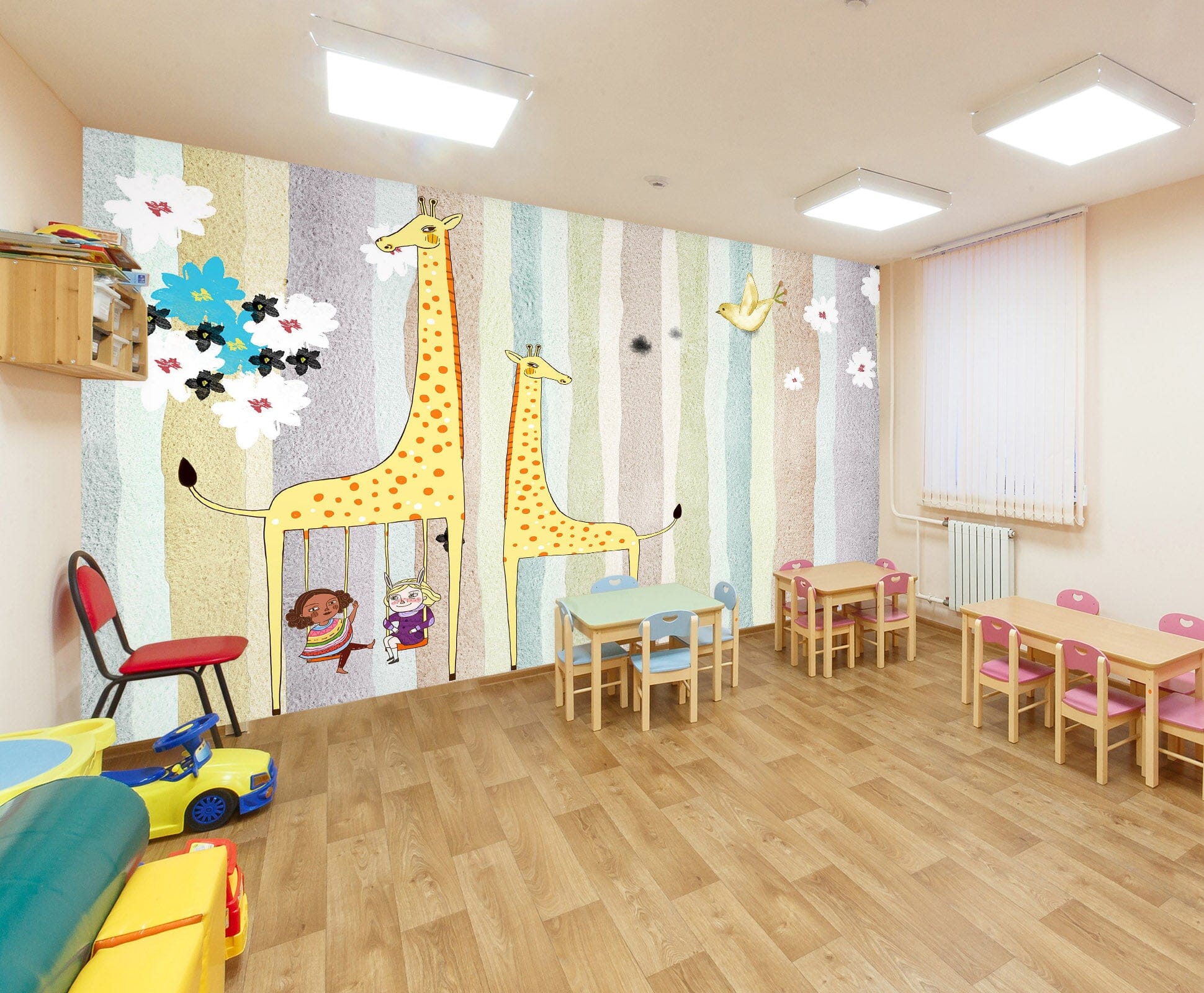 3D Yellow Giraffe 010 Wall Murals Wallpaper AJ Wallpaper 2