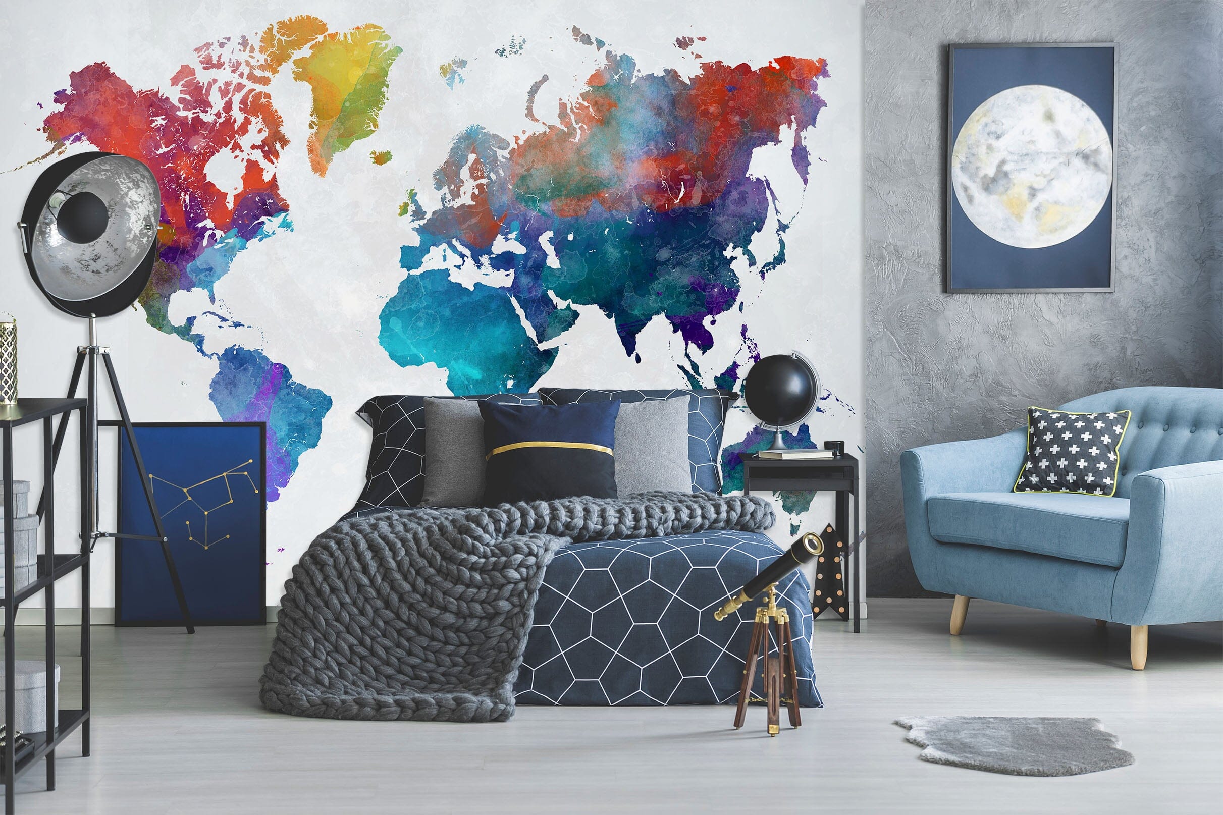 3D Abstract Art 2013 World Map Wall Murals Wallpaper AJ Wallpaper 2