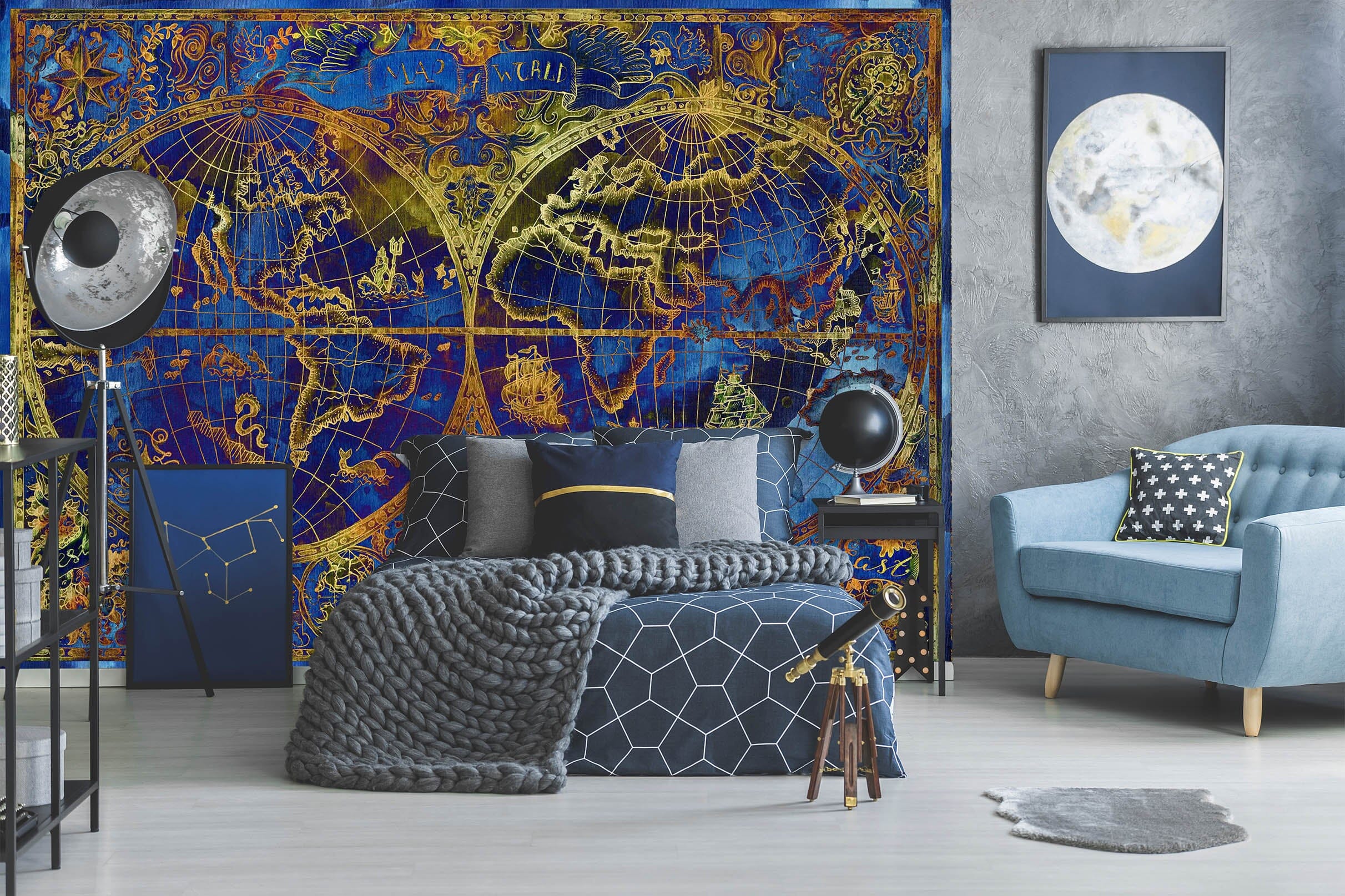 3D Gold Pattern 2101 World Map Wall Murals Wallpaper AJ Wallpaper 2