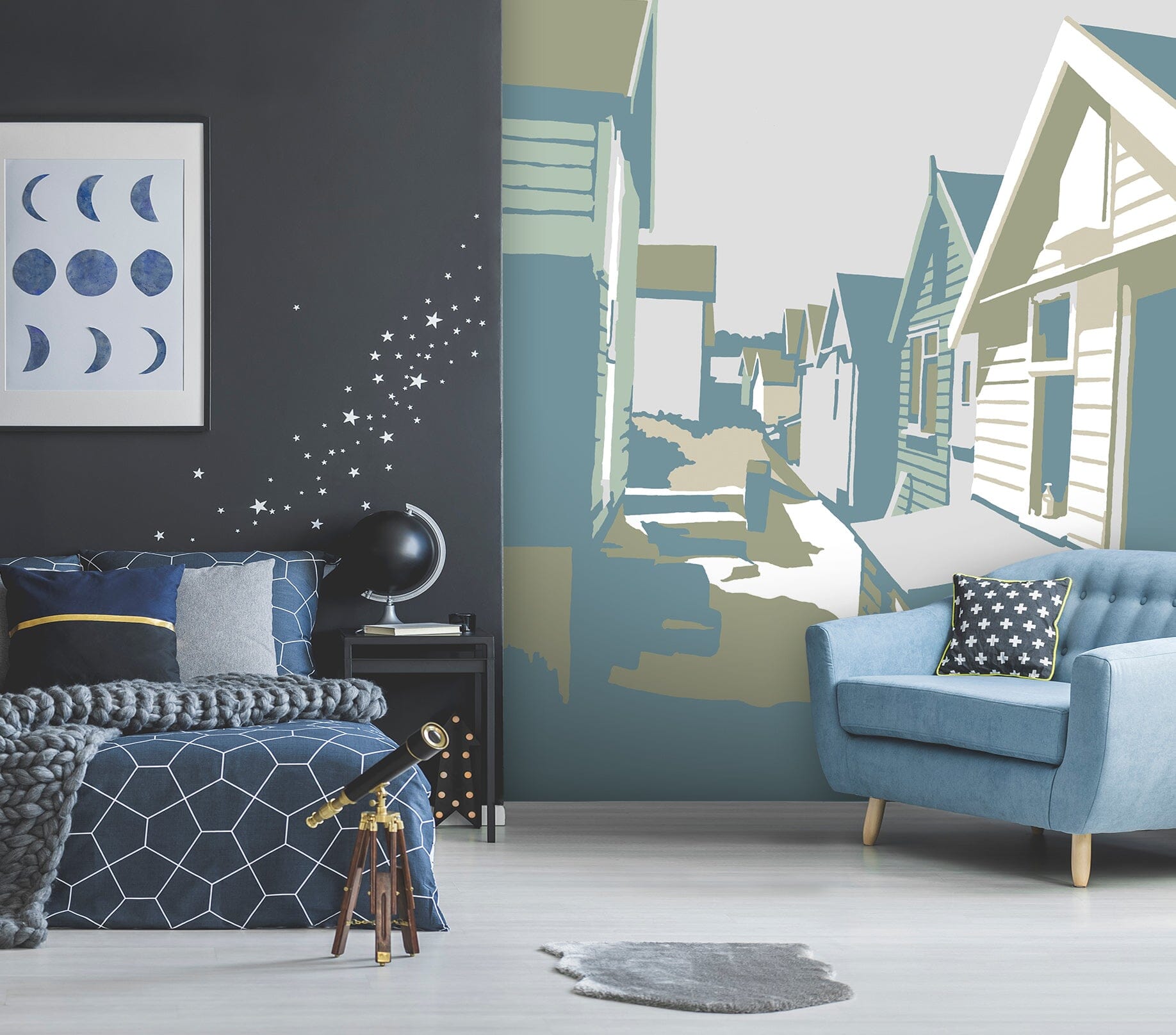 3D Mudeford Beach Huts 1028 Steve Read Wall Mural Wall Murals Wallpaper AJ Wallpaper 2