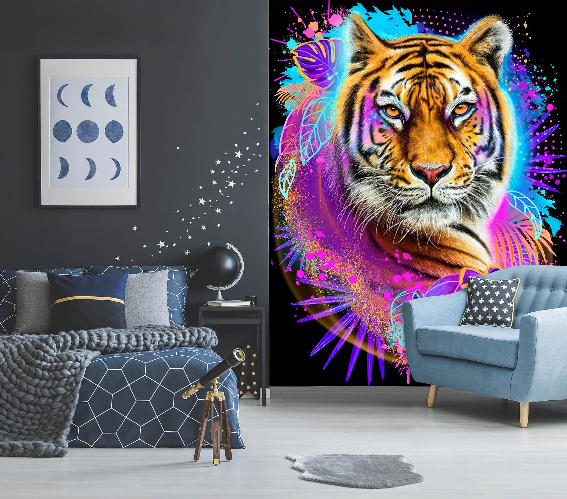 3D Watercolor Tiger 8476 Sheena Pike Wall Mural Wall Murals