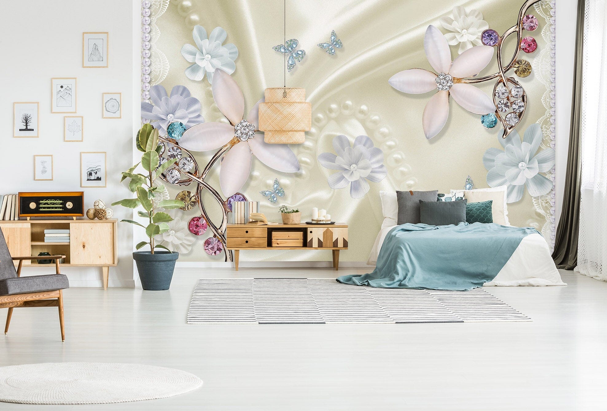 3D White Petals 1531 Wall Murals Wallpaper AJ Wallpaper 2
