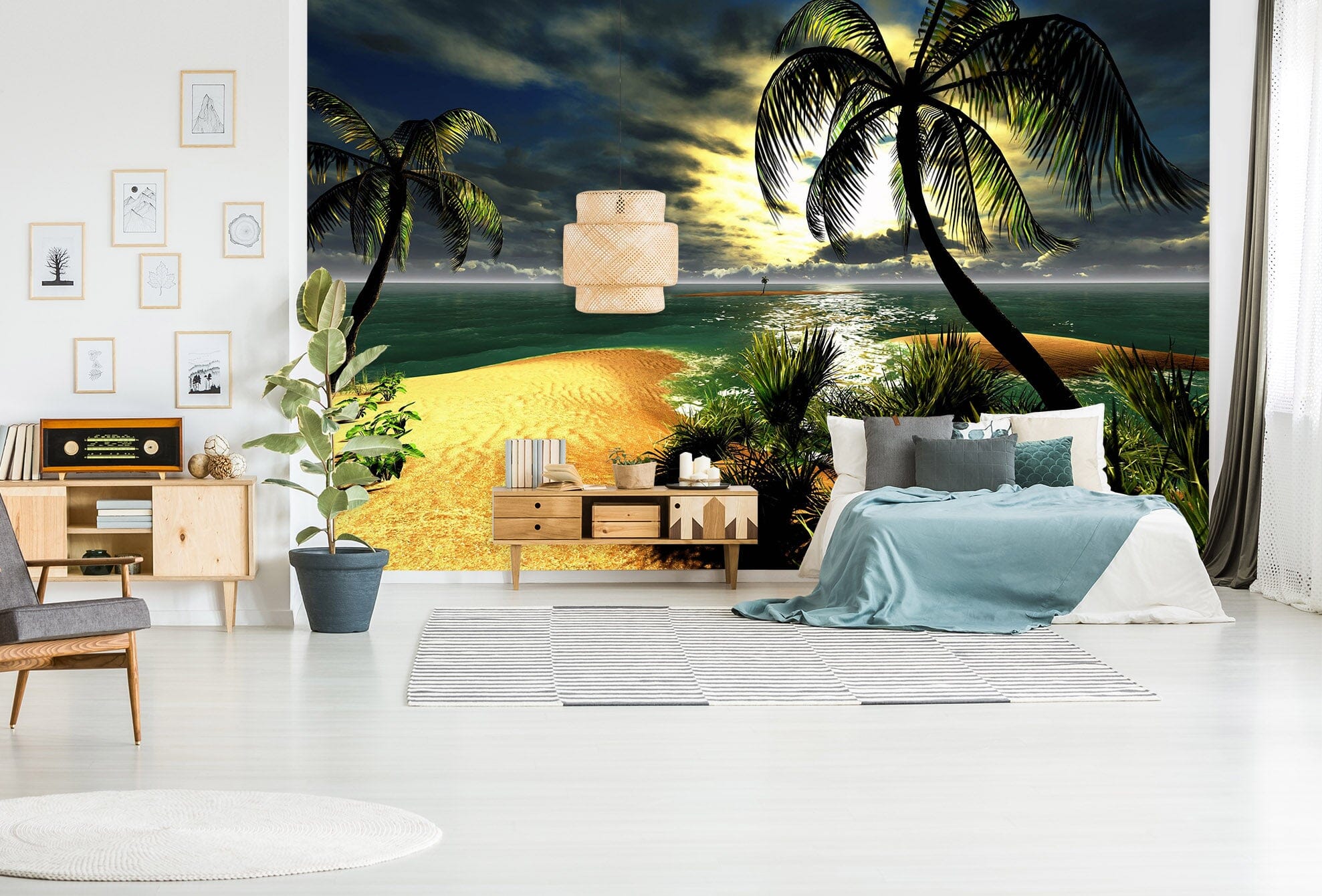 3D Coconut Tree Beach 1104 Wall Murals Wallpaper AJ Wallpaper 2