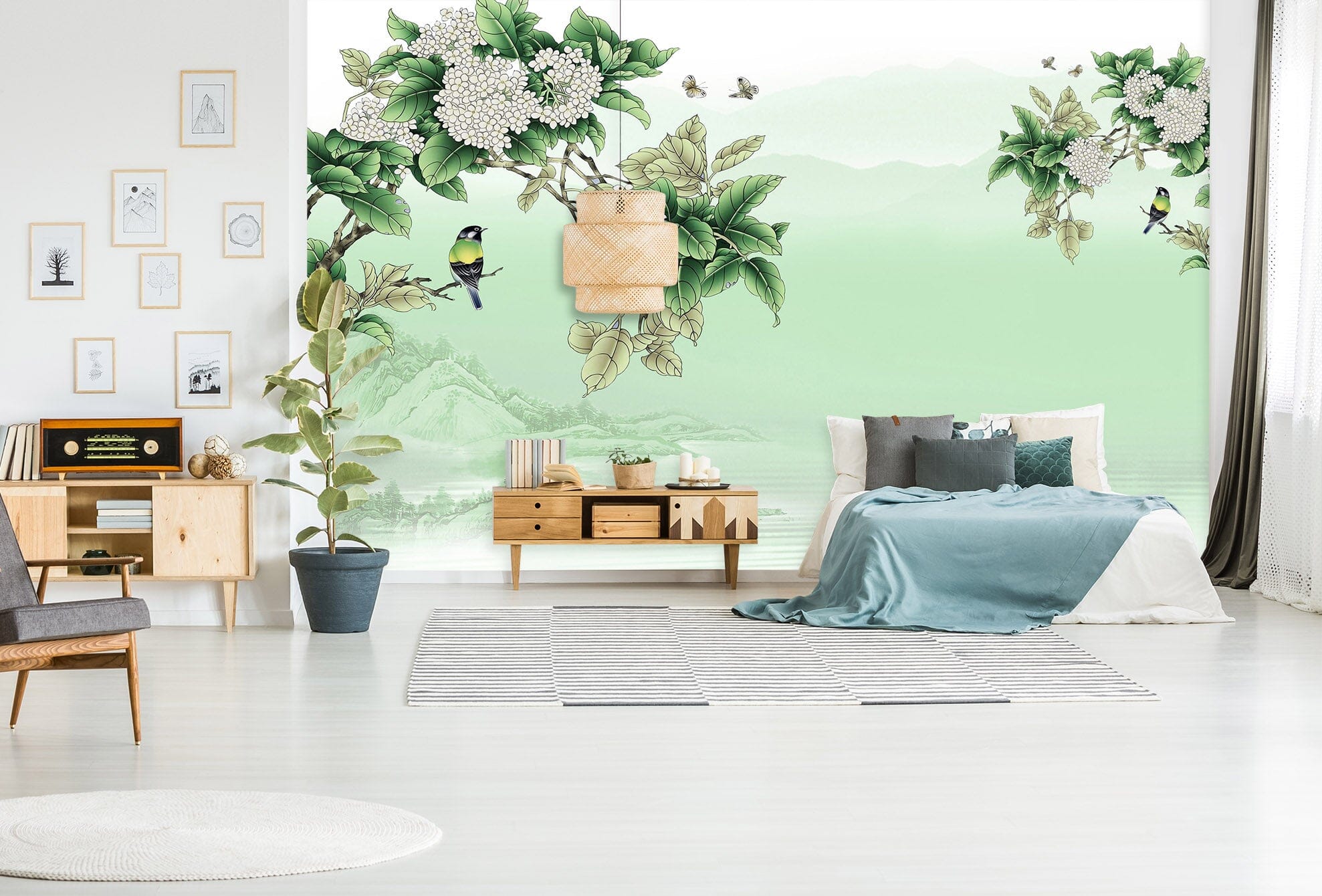3D Flower Bird 1593 Wall Murals Wallpaper AJ Wallpaper 2