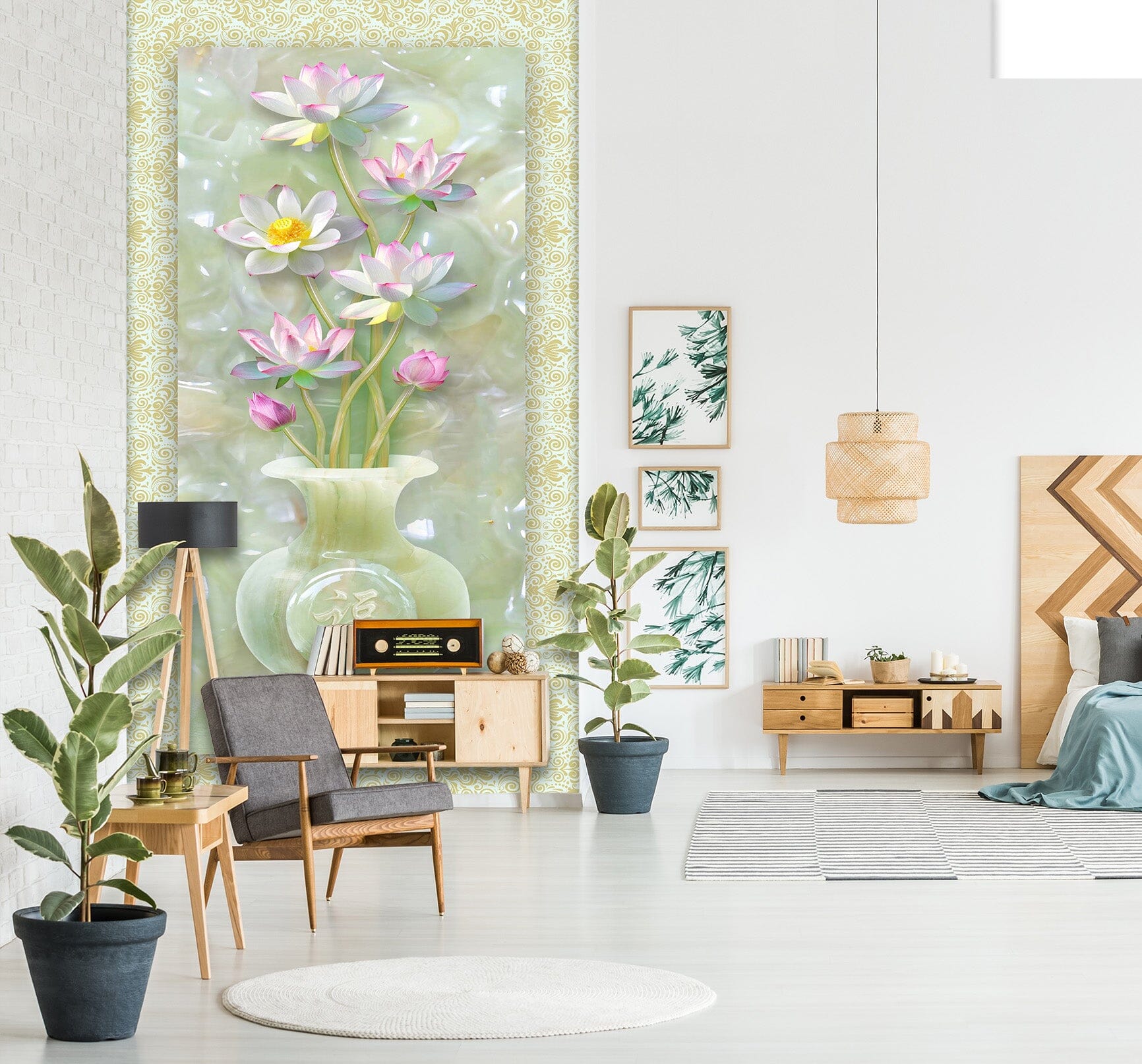 3D Vase Flowers 1542 Wall Murals Wallpaper AJ Wallpaper 2