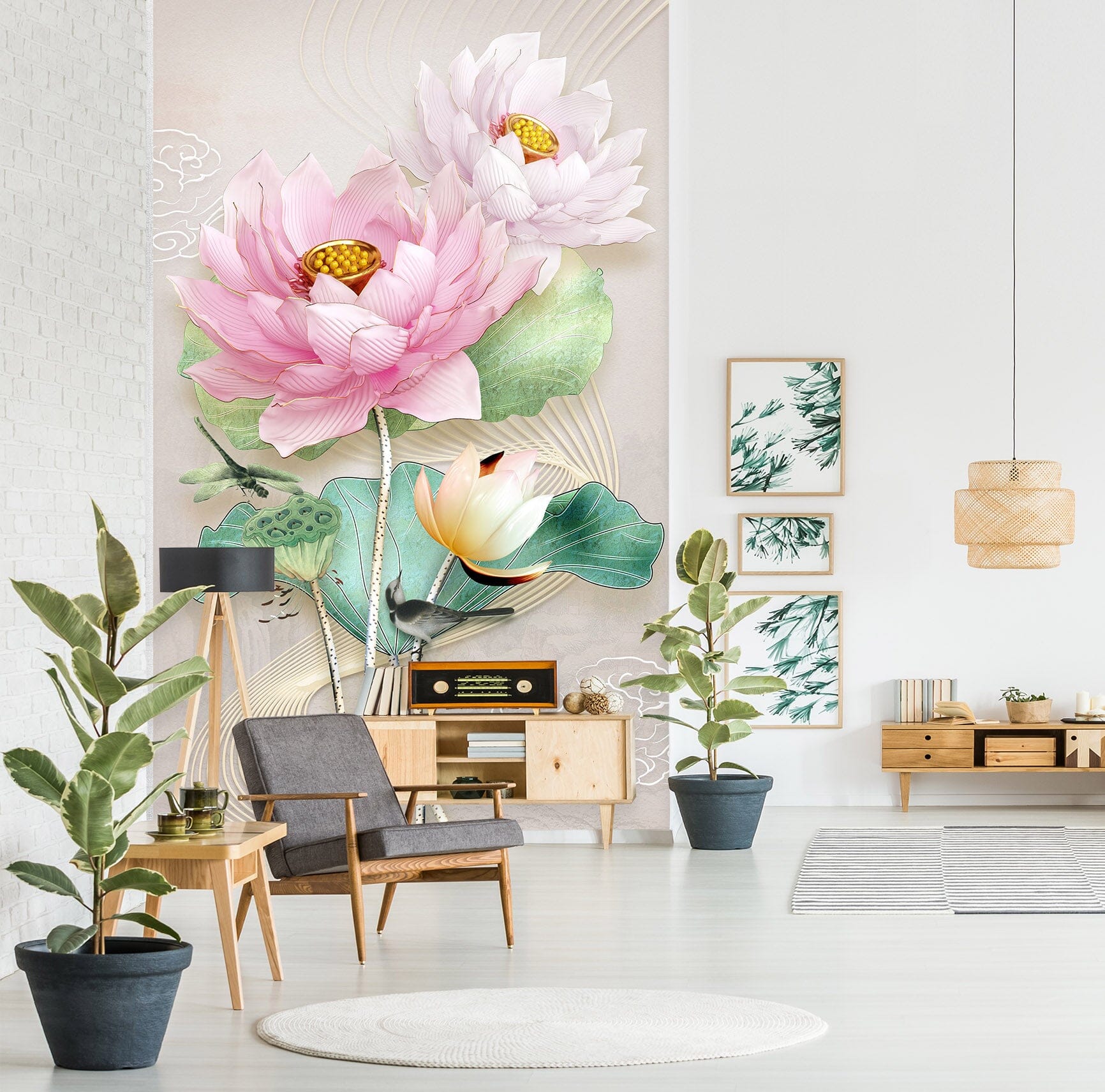 3D Lotus Bloom 1857 Wall Murals Wallpaper AJ Wallpaper 2