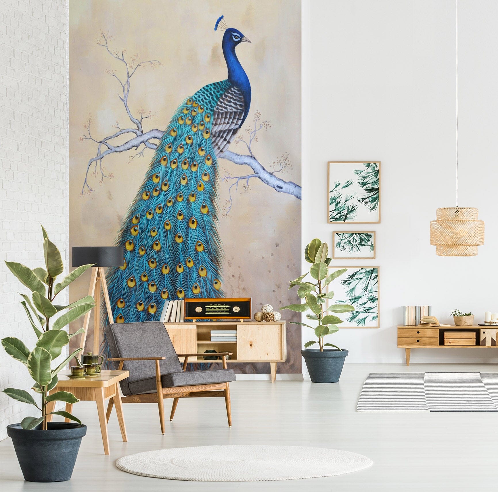 3D Blue Peacock 1841 Wall Murals Wallpaper AJ Wallpaper 2