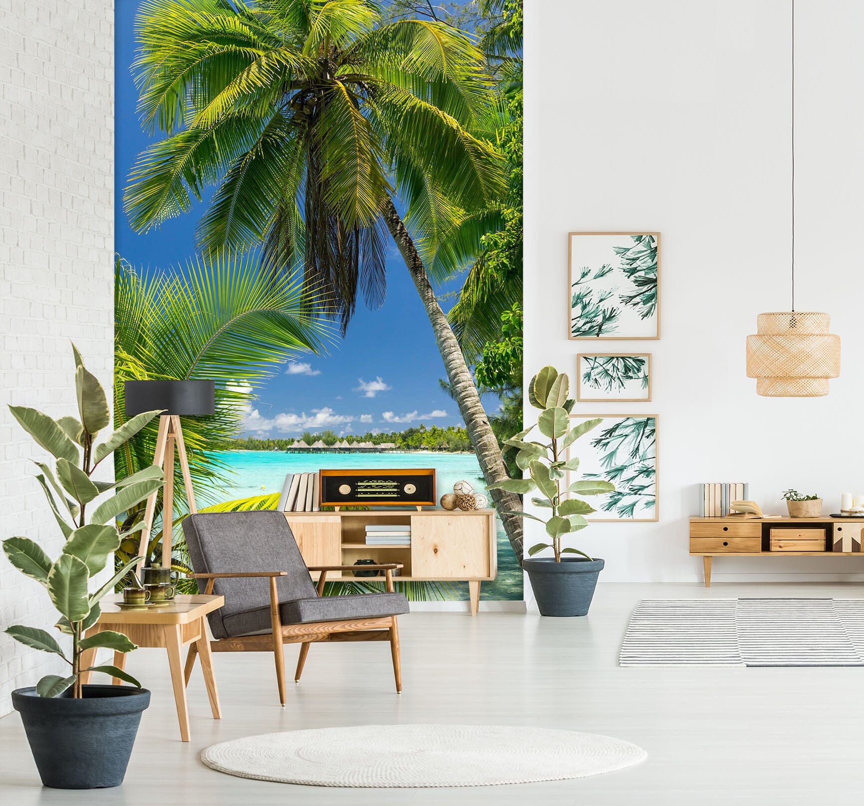 3D Coconut Tree Beach 1547 Wall Murals Wallpaper AJ Wallpaper 2