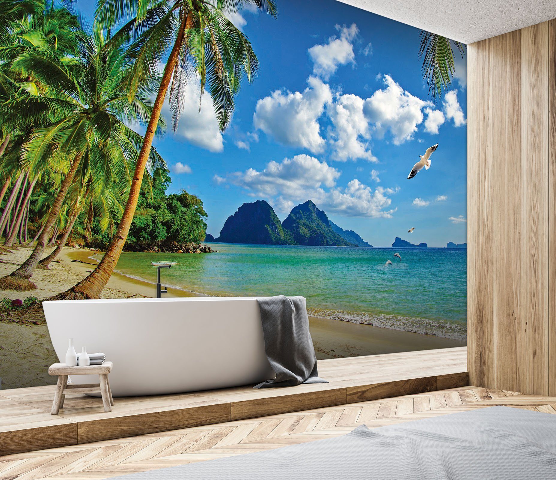 3D Beach Seagull 001 Wall Murals Wallpaper AJ Wallpaper 2