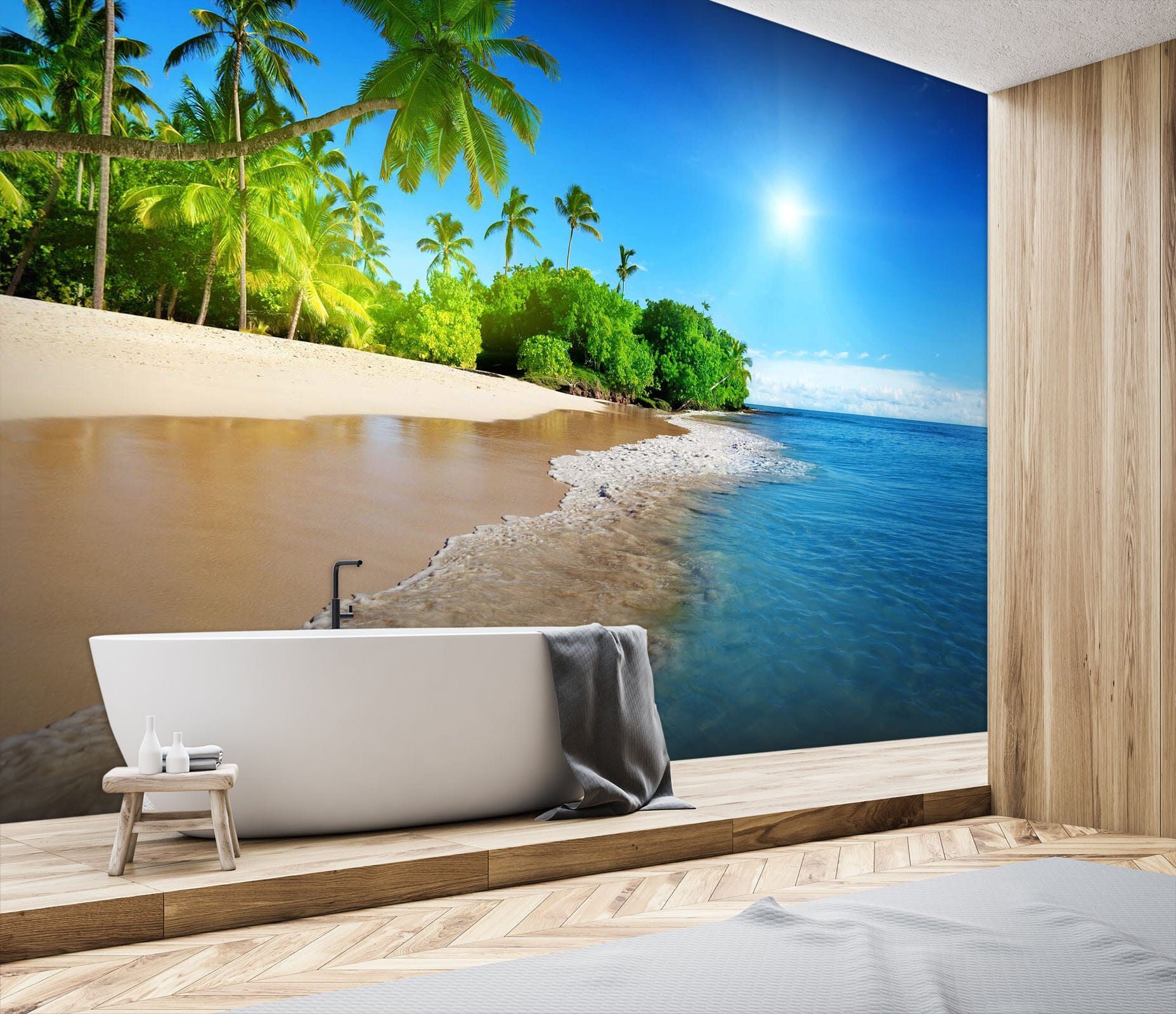 3D Sea Coconut Tree 089 Wall Murals Wallpaper AJ Wallpaper 2