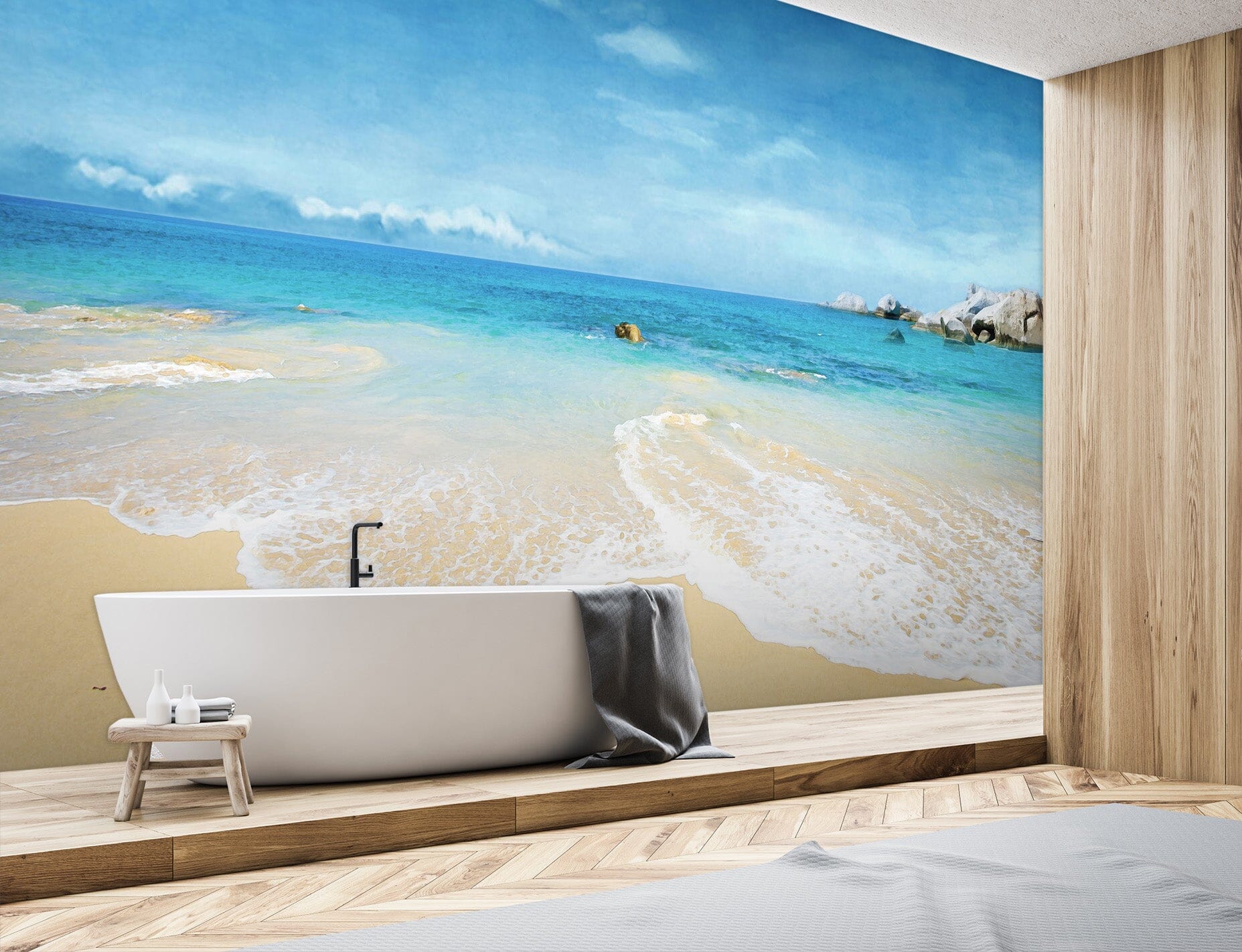 3D Watercolor Beach 101 Wall Murals Wallpaper AJ Wallpaper 2