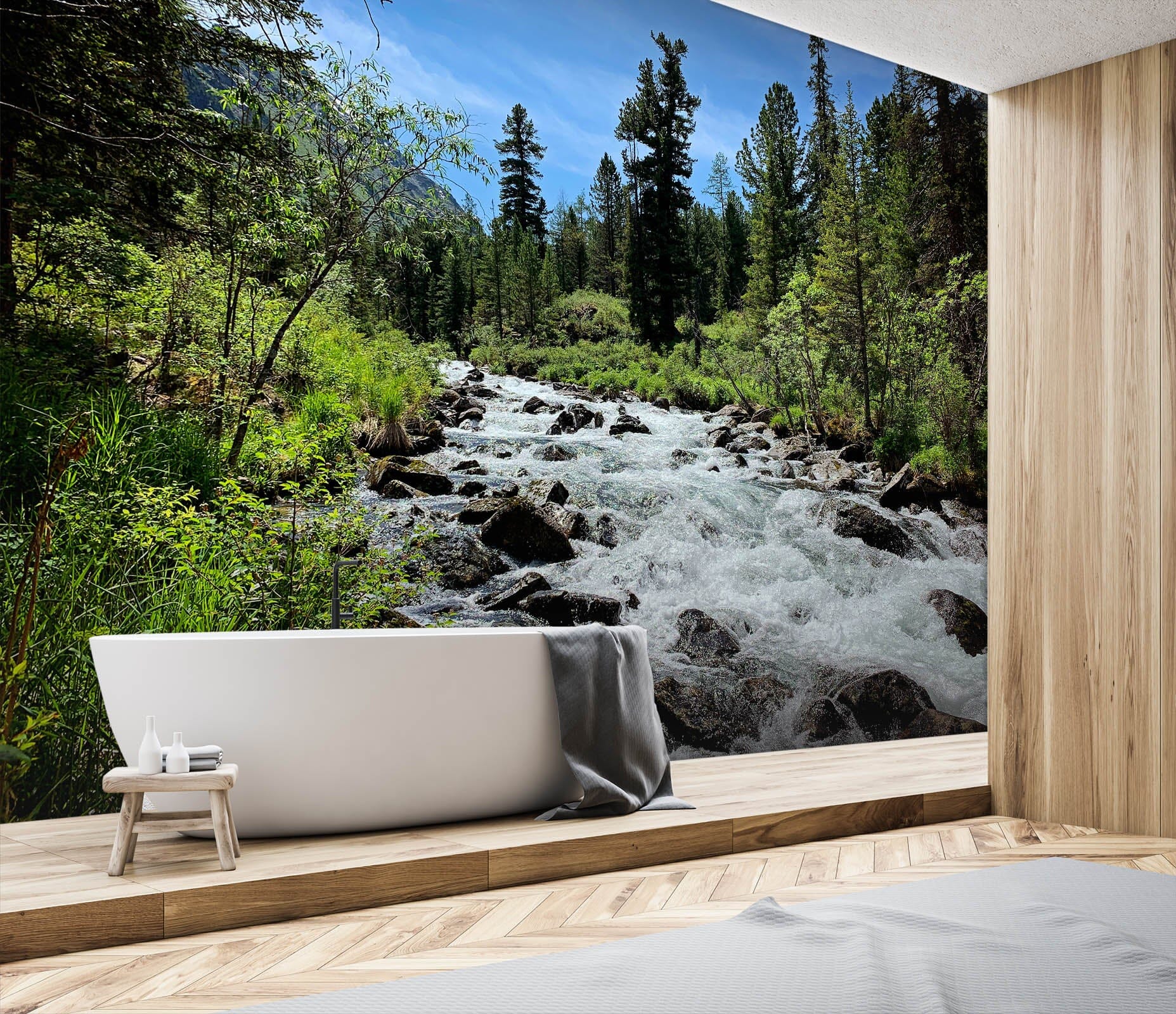 3D Forest Stone River 56 Wall Murals Wallpaper AJ Wallpaper 2