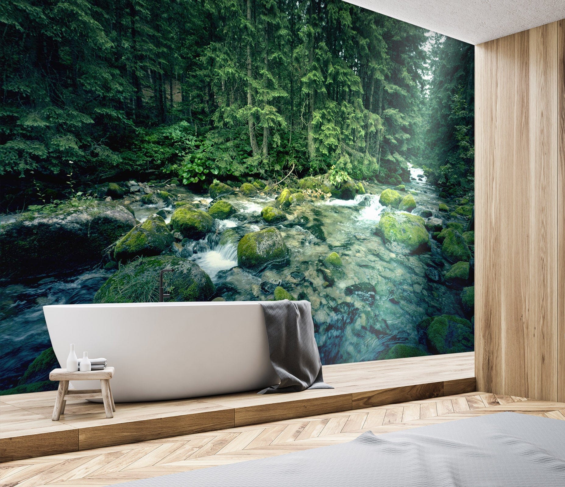 3D River Moss Forest 121 Wall Murals Wallpaper AJ Wallpaper 2