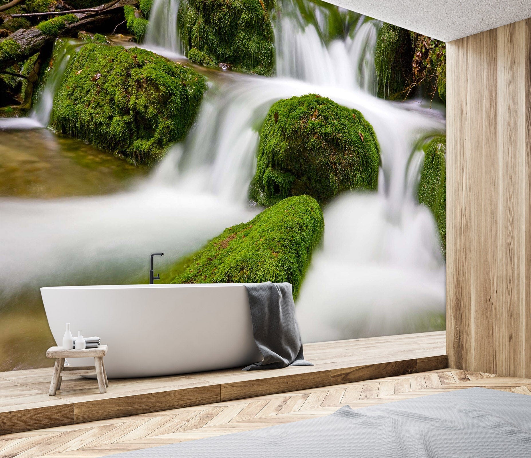 3D Waterfall Stone 1638 Wall Murals Wallpaper AJ Wallpaper 2