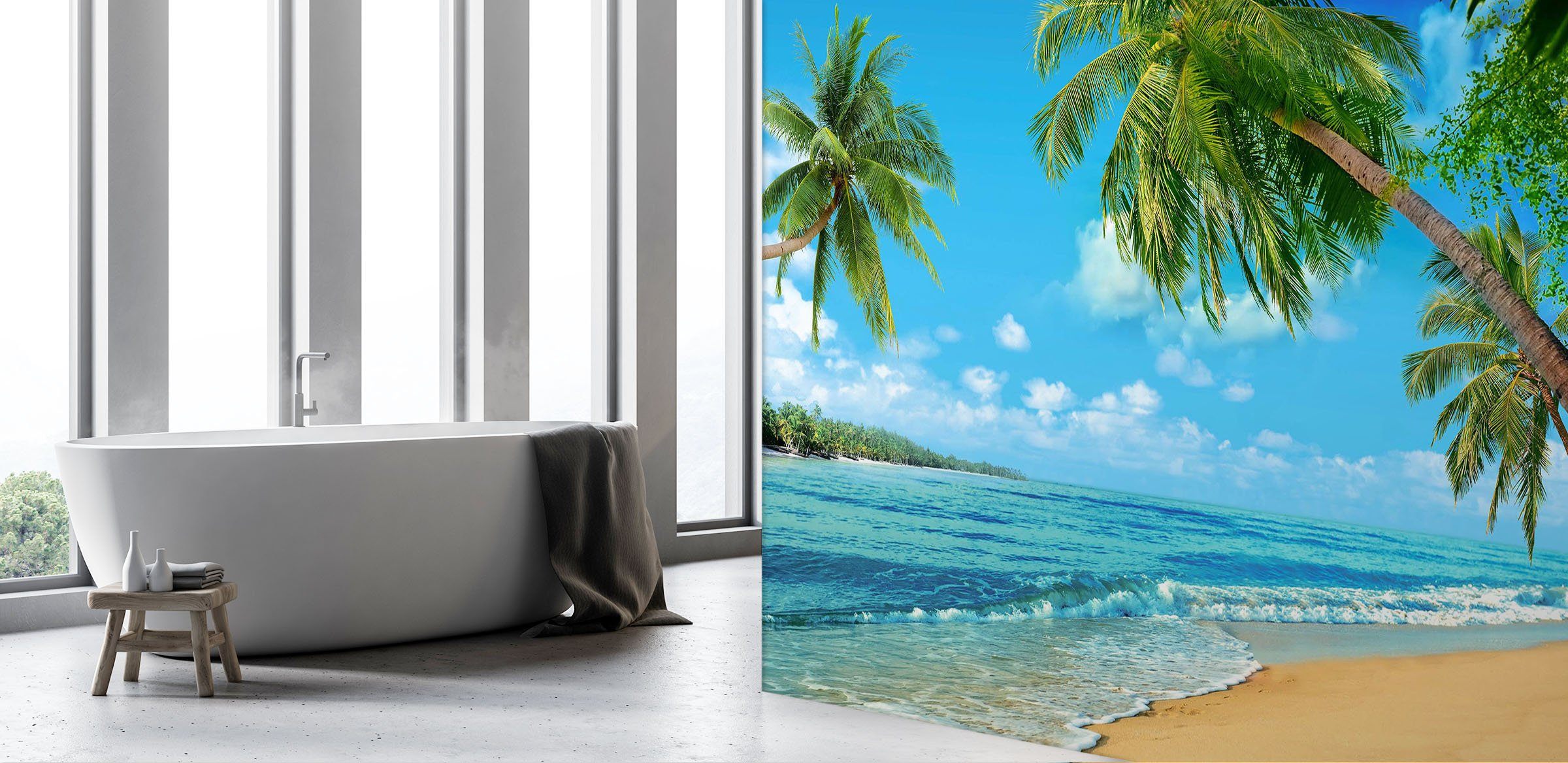 3D Beach Tree 012 Wall Murals Wallpaper AJ Wallpaper 2