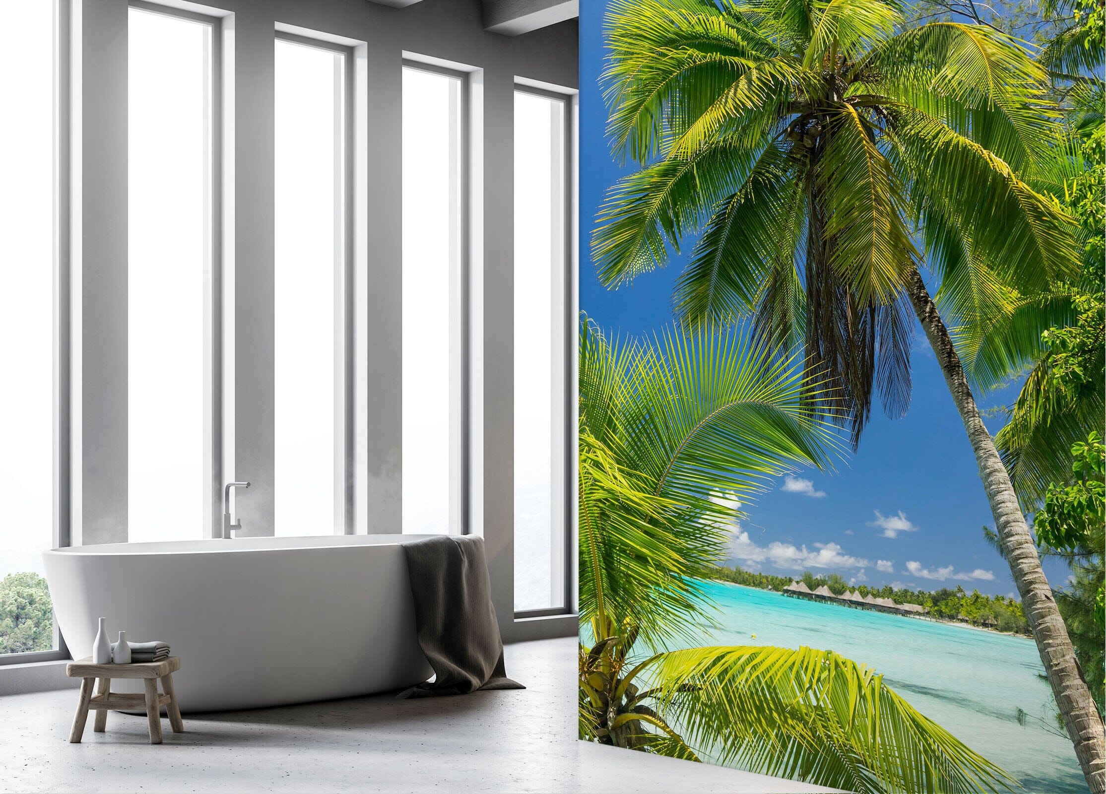 3D Coconut Tree Sea 081 Wall Murals Wallpaper AJ Wallpaper 2