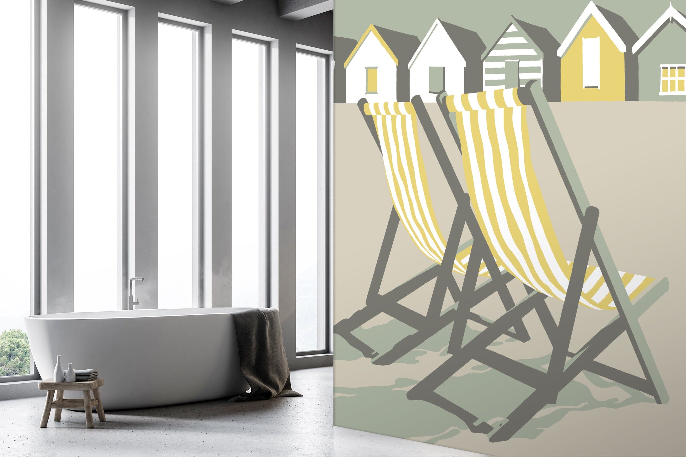3D Southwold Deckchairs 1058 Steve Read Wall Mural Wall Murals Wallpaper AJ Wallpaper 2