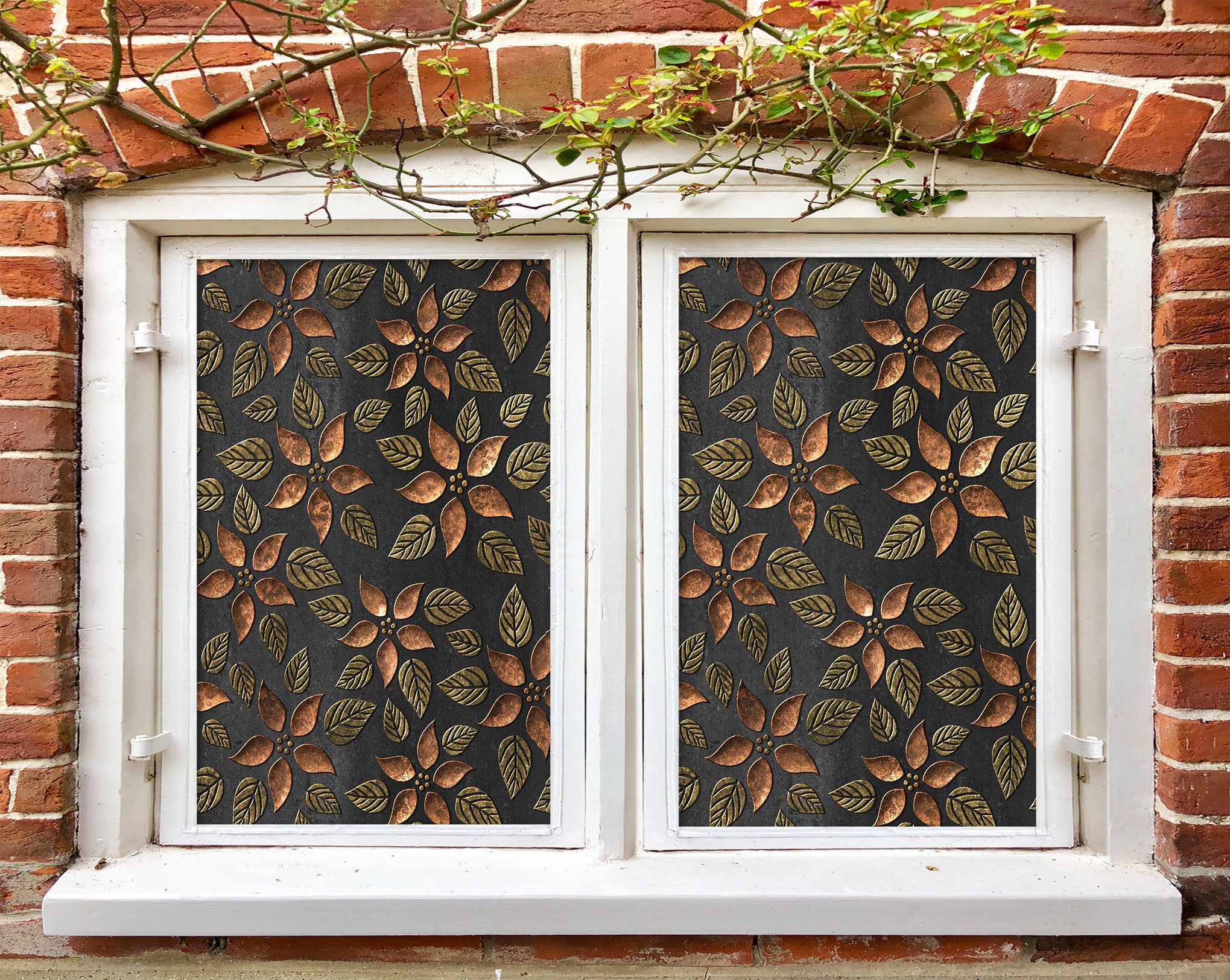 3D Black Leaves 171 Window Film Print Sticker Cling Stained Glass UV Block