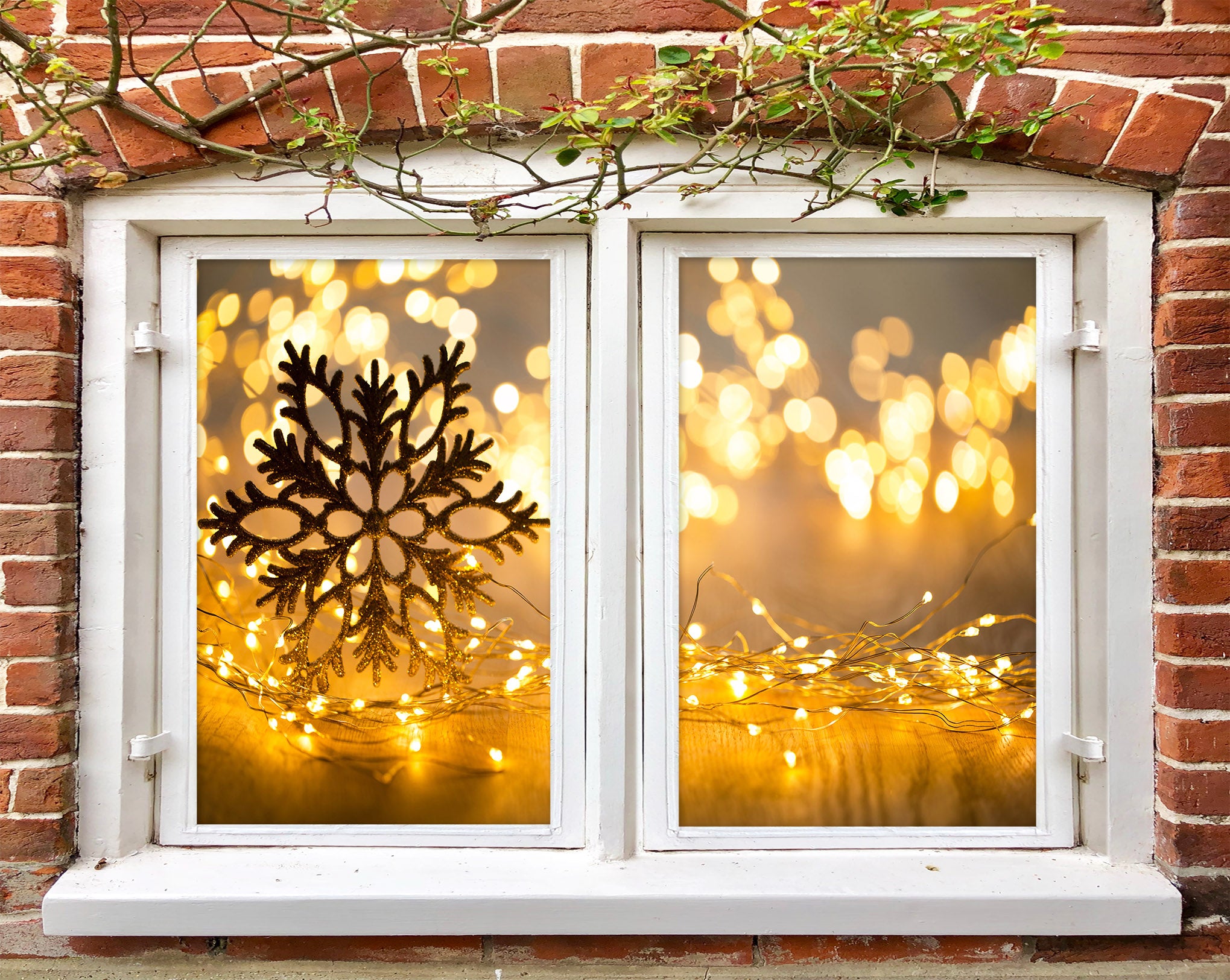 3D Lights Snowflakes 43058 Christmas Window Film Print Sticker Cling Stained Glass Xmas