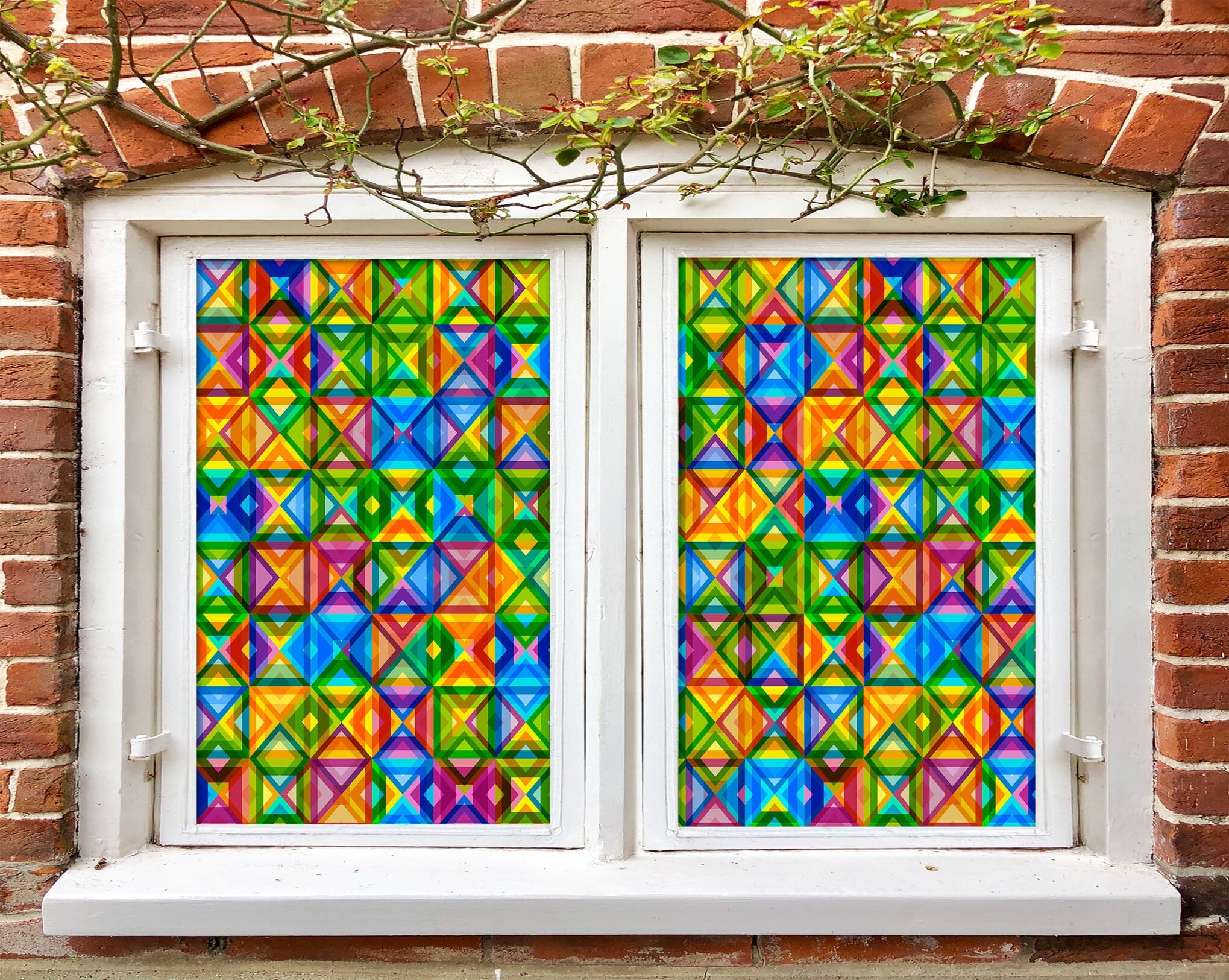 3D Square Shape 150 Window Film Print Sticker Cling Stained Glass UV Block Wallpaper AJ Wallpaper 2