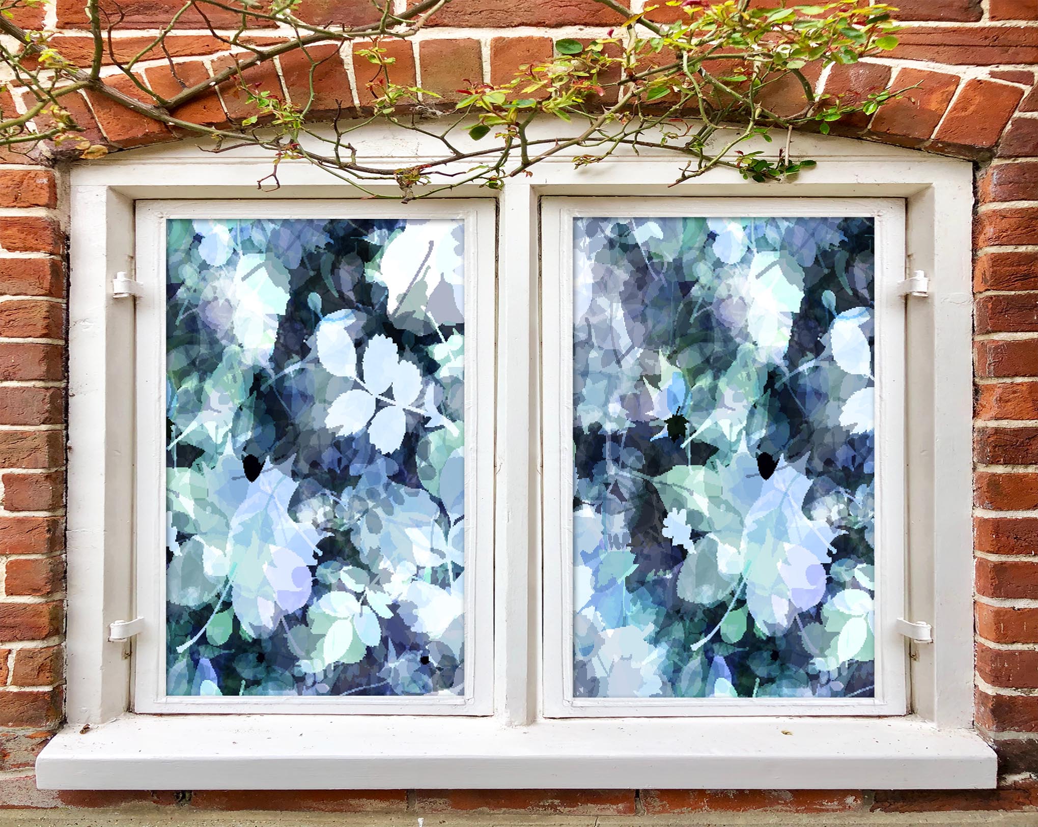 3D White Leaves 350 Window Film Print Sticker Cling Stained Glass UV Block