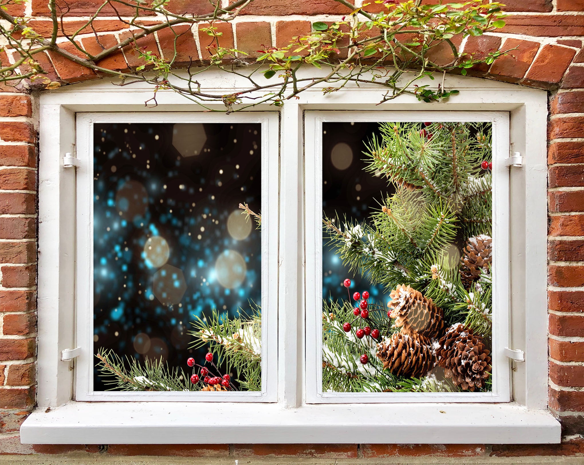 3D Pine Cone Pendant 43150 Christmas Window Film Print Sticker Cling Stained Glass Xmas