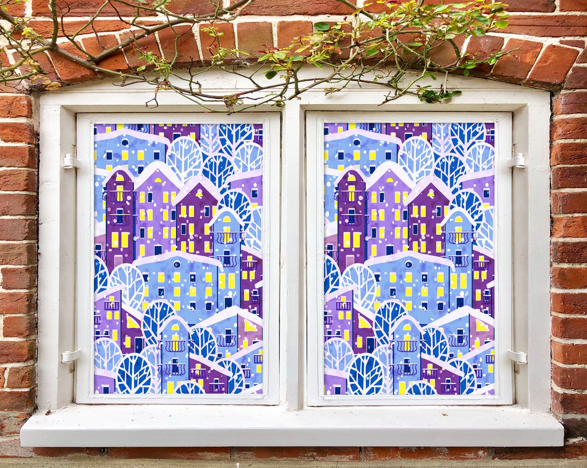 3D Purple Snow House 281 Window Film Print Sticker Cling Stained Glass UV Block Wallpaper AJ Wallpaper 2