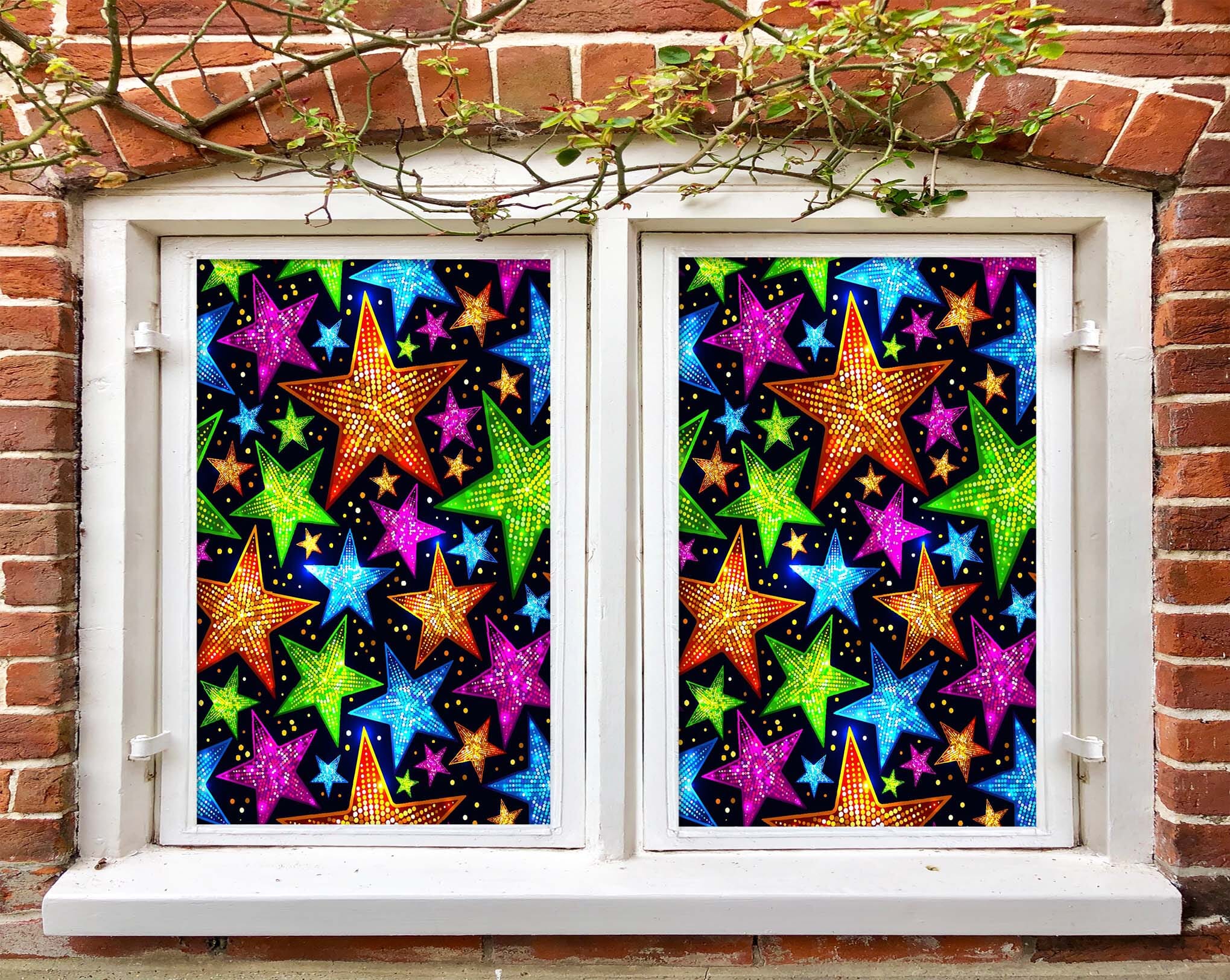 3D Colored Stars 348 Window Film Print Sticker Cling Stained Glass UV Block Wallpaper AJ Wallpaper 2