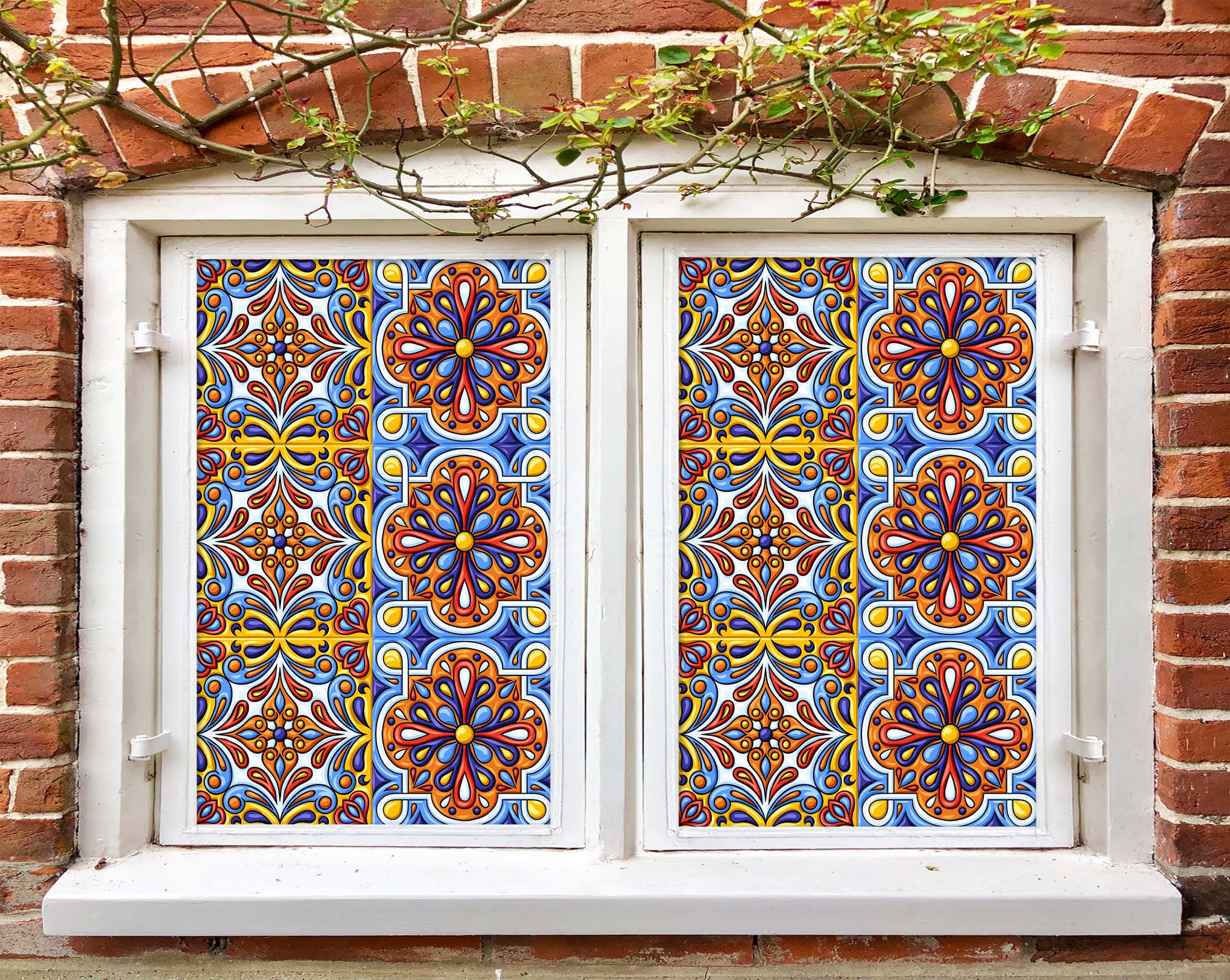 3D Lace Pattern 099 Window Film Print Sticker Cling Stained Glass UV Block