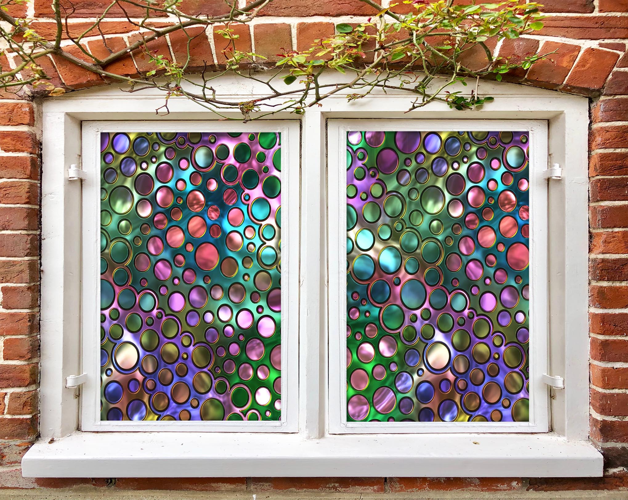 3D Color Circle 088 Window Film Print Sticker Cling Stained Glass UV Block