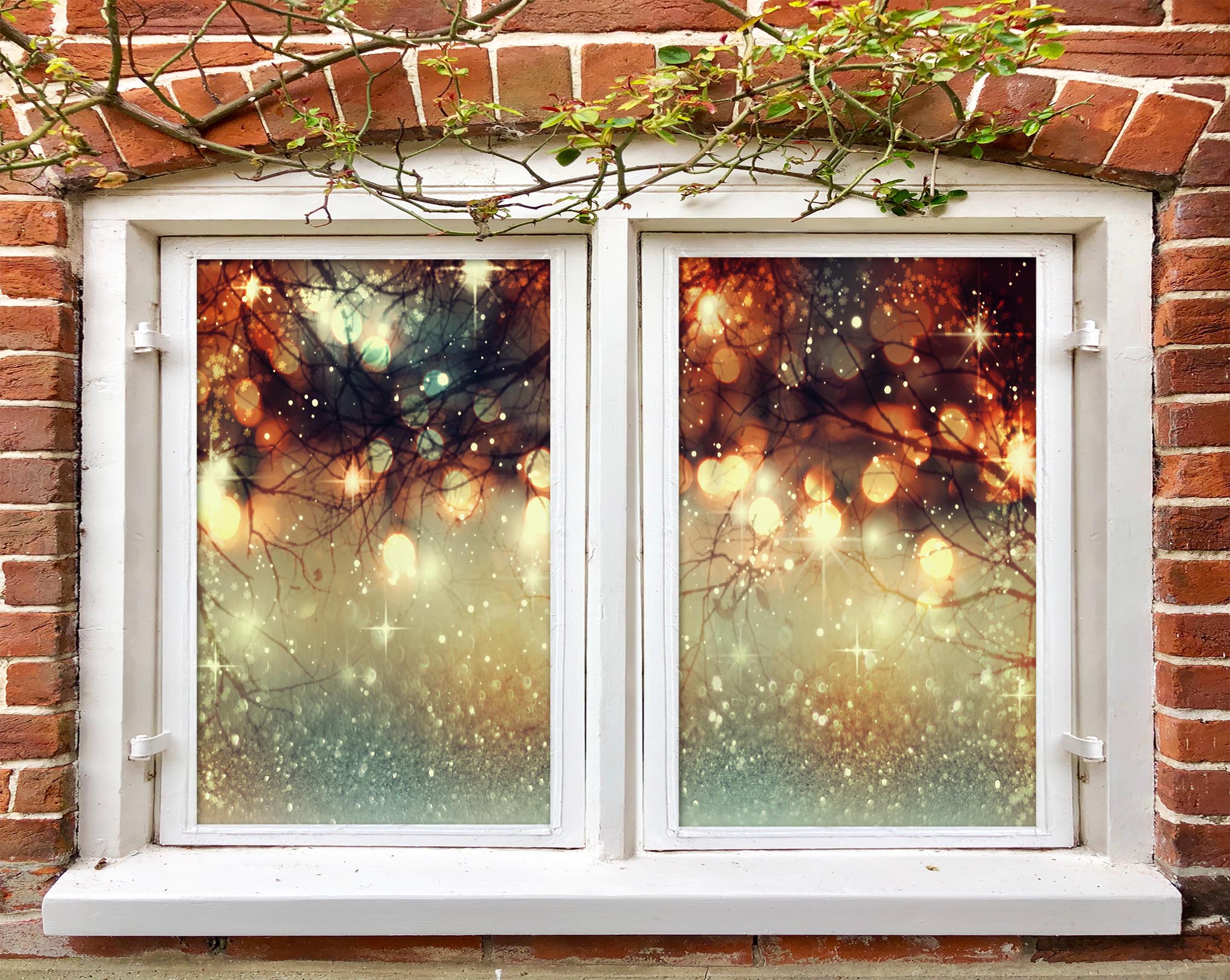 3D Aperture 42140 Christmas Window Film Print Sticker Cling Stained Glass Xmas