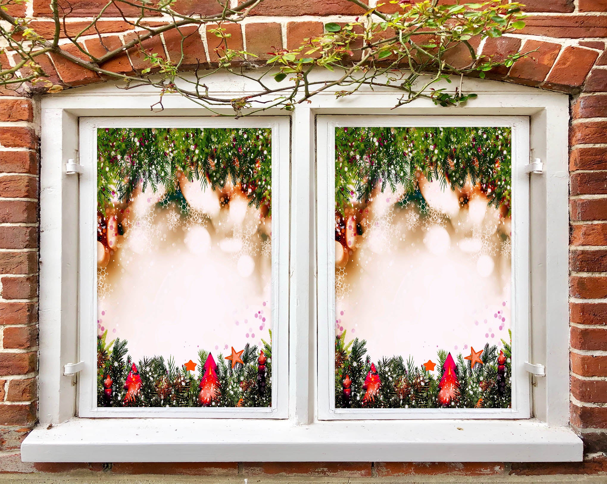 3D Christmas Tree 43108 Christmas Window Film Print Sticker Cling Stained Glass Xmas