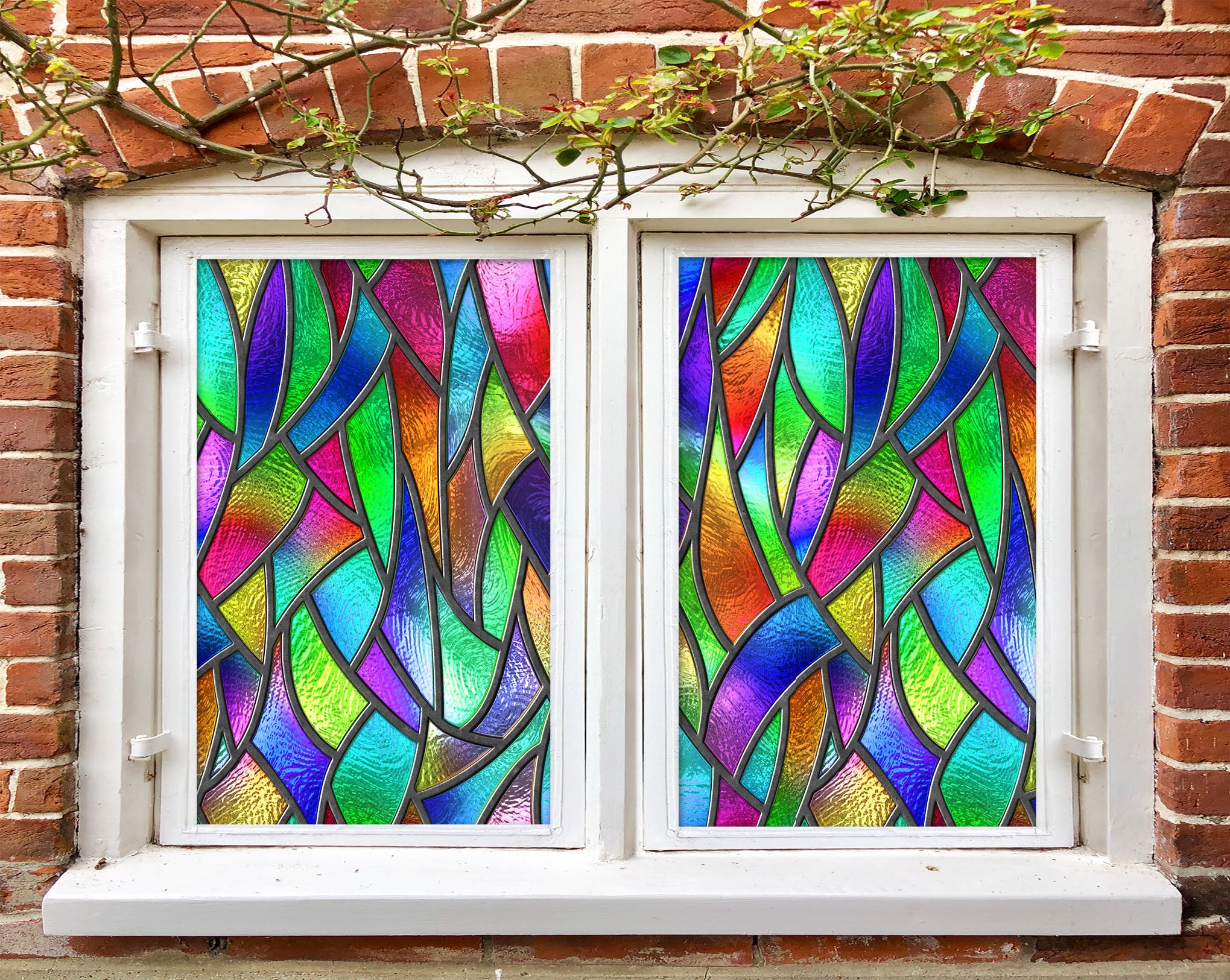 3D Green Triangle 224 Window Film Print Sticker Cling Stained Glass UV Block