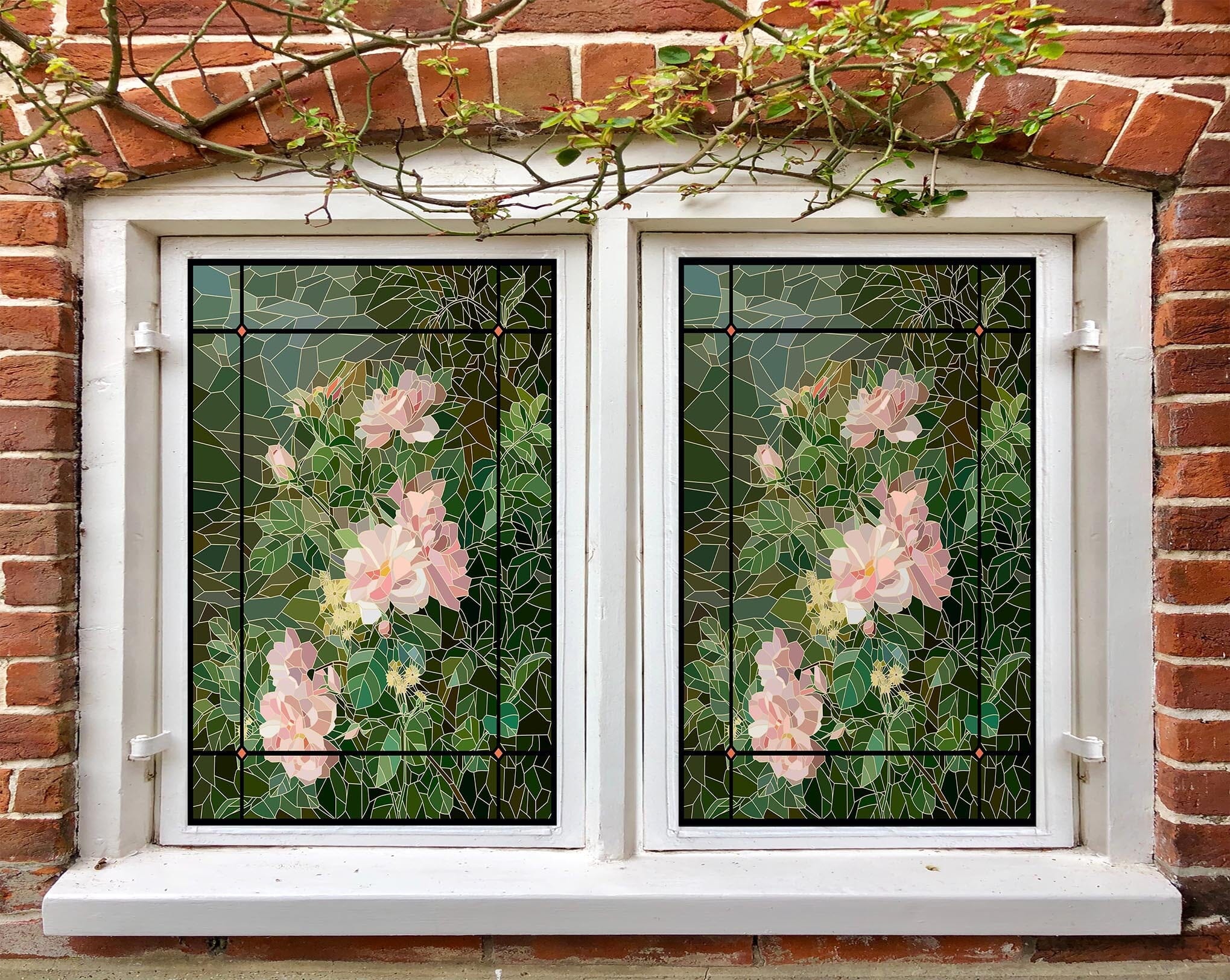 3D Mosaic Flower 386 Window Film Print Sticker Cling Stained Glass UV Block Wallpaper AJ Wallpaper 2