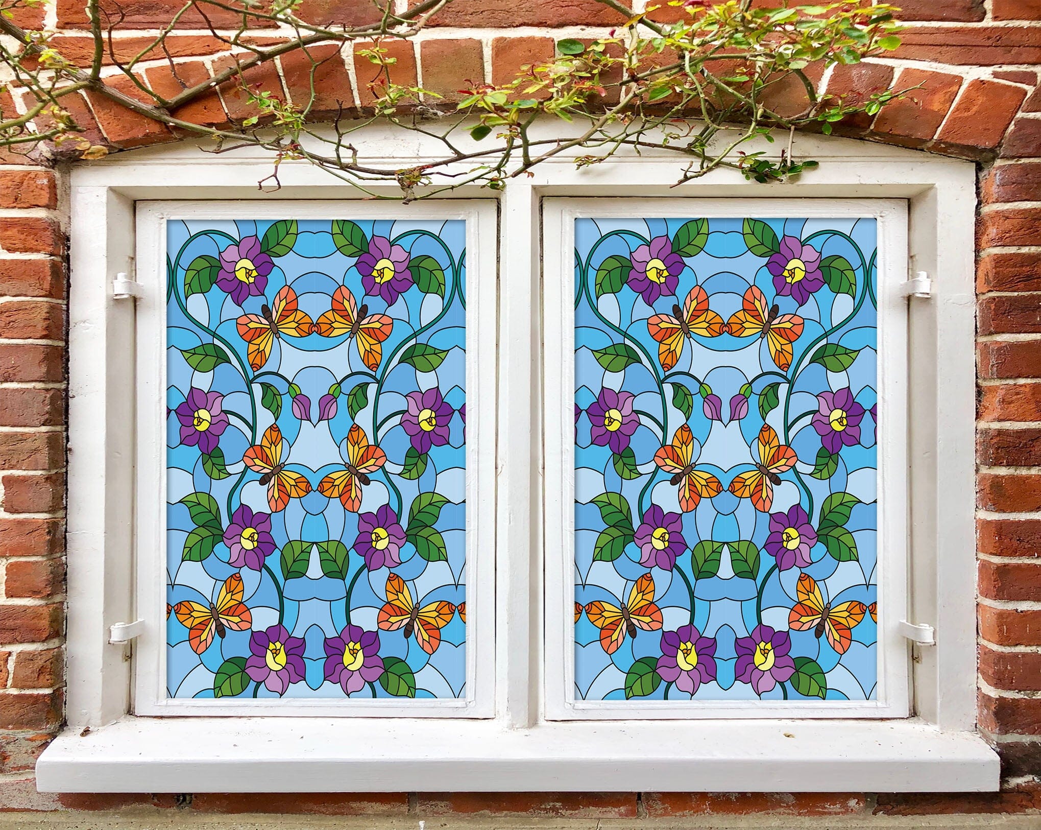3D Flower Butterfly 407 Window Film Print Sticker Cling Stained Glass UV Block Wallpaper AJ Wallpaper 2