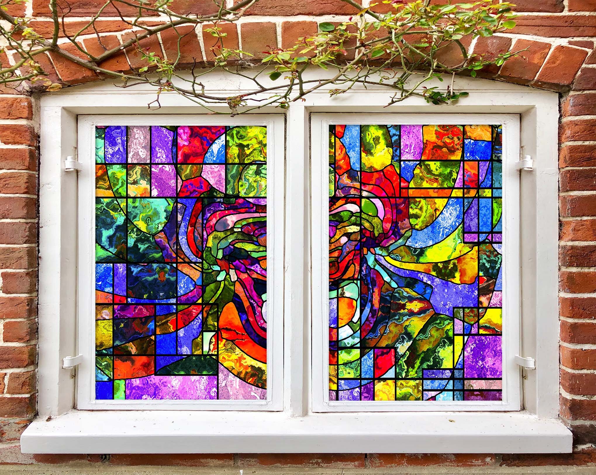 3D Color Abstraction 185 Window Film Print Sticker Cling Stained Glass UV Block Wallpaper AJ Wallpaper 2