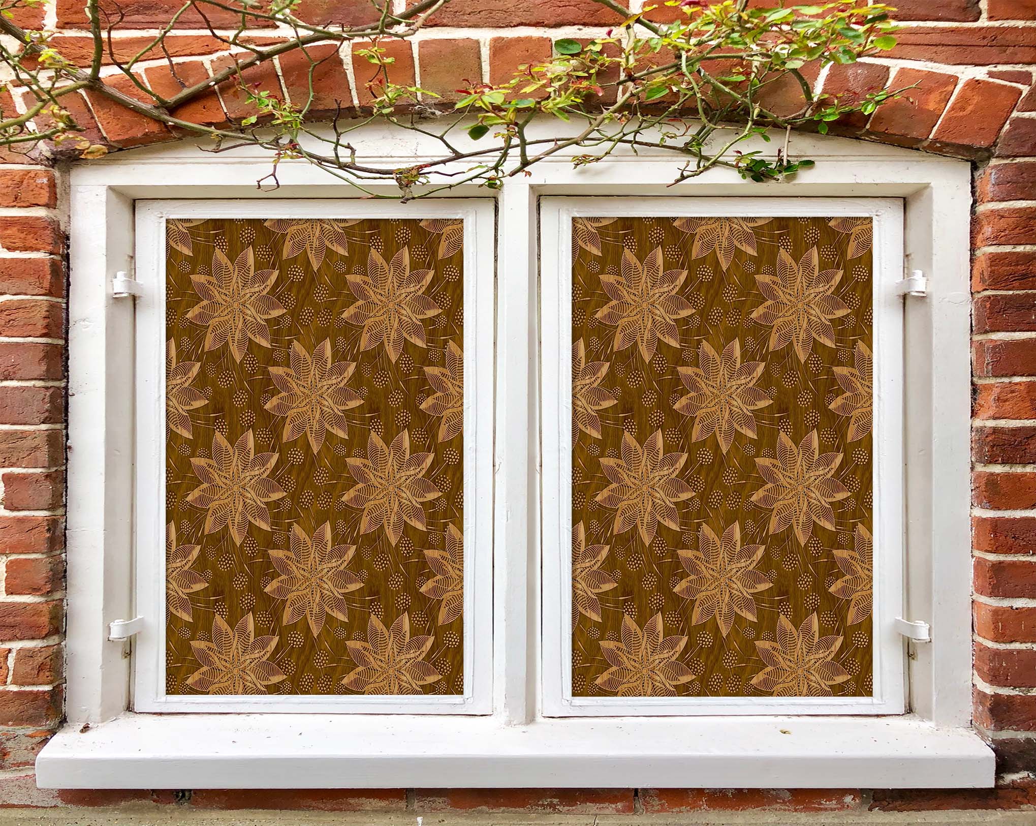 3D Brown Flower 108 Window Film Print Sticker Cling Stained Glass UV Block
