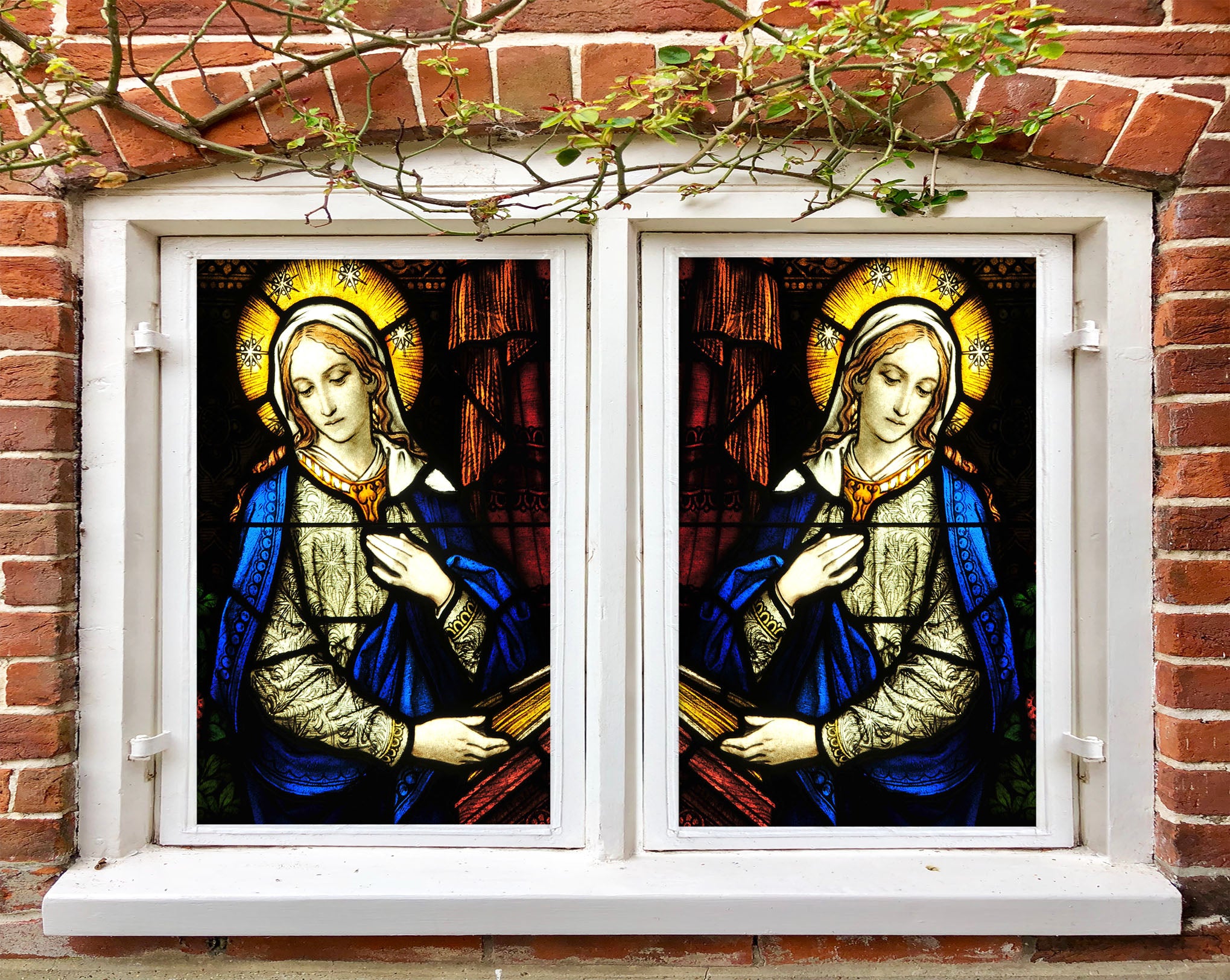 3D Female Saint 123 Window Film Print Sticker Cling Stained Glass UV Block