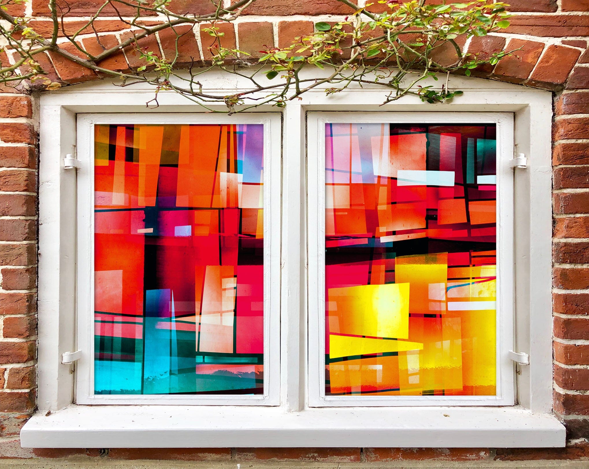 3D Red Square 204 Window Film Print Sticker Cling Stained Glass UV Block Wallpaper AJ Wallpaper 2