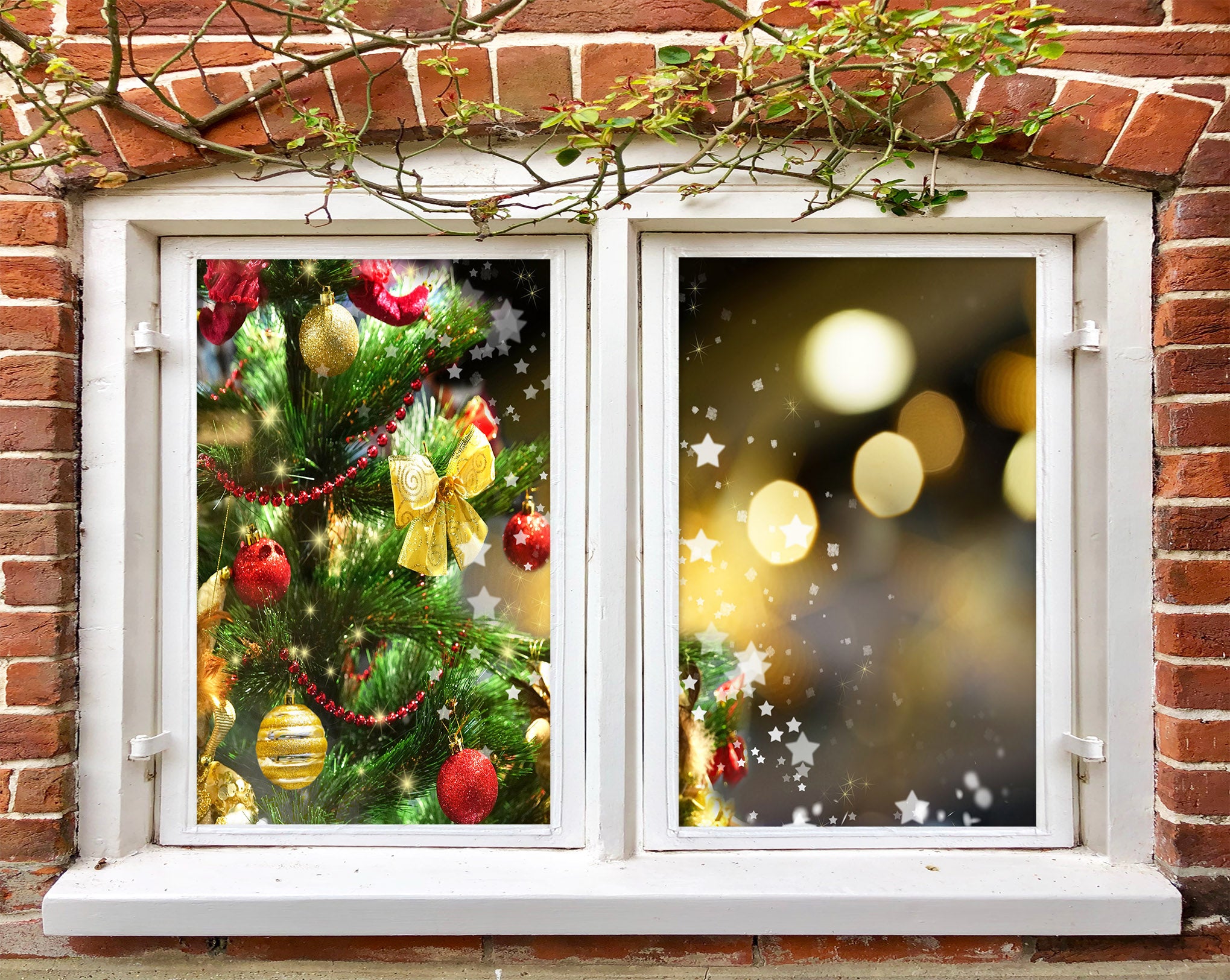 3D Christmas Tree Pendant 43145 Christmas Window Film Print Sticker Cling Stained Glass Xmas