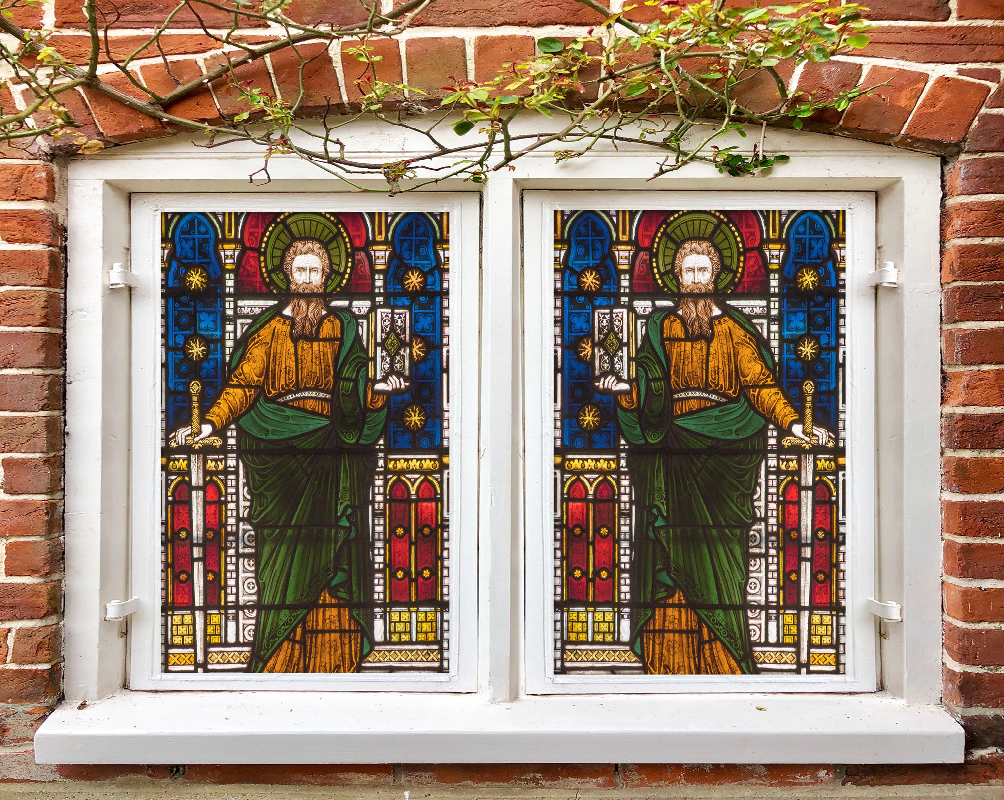 3D Priesthood Church 048 Window Film Print Sticker Cling Stained Glass UV Block