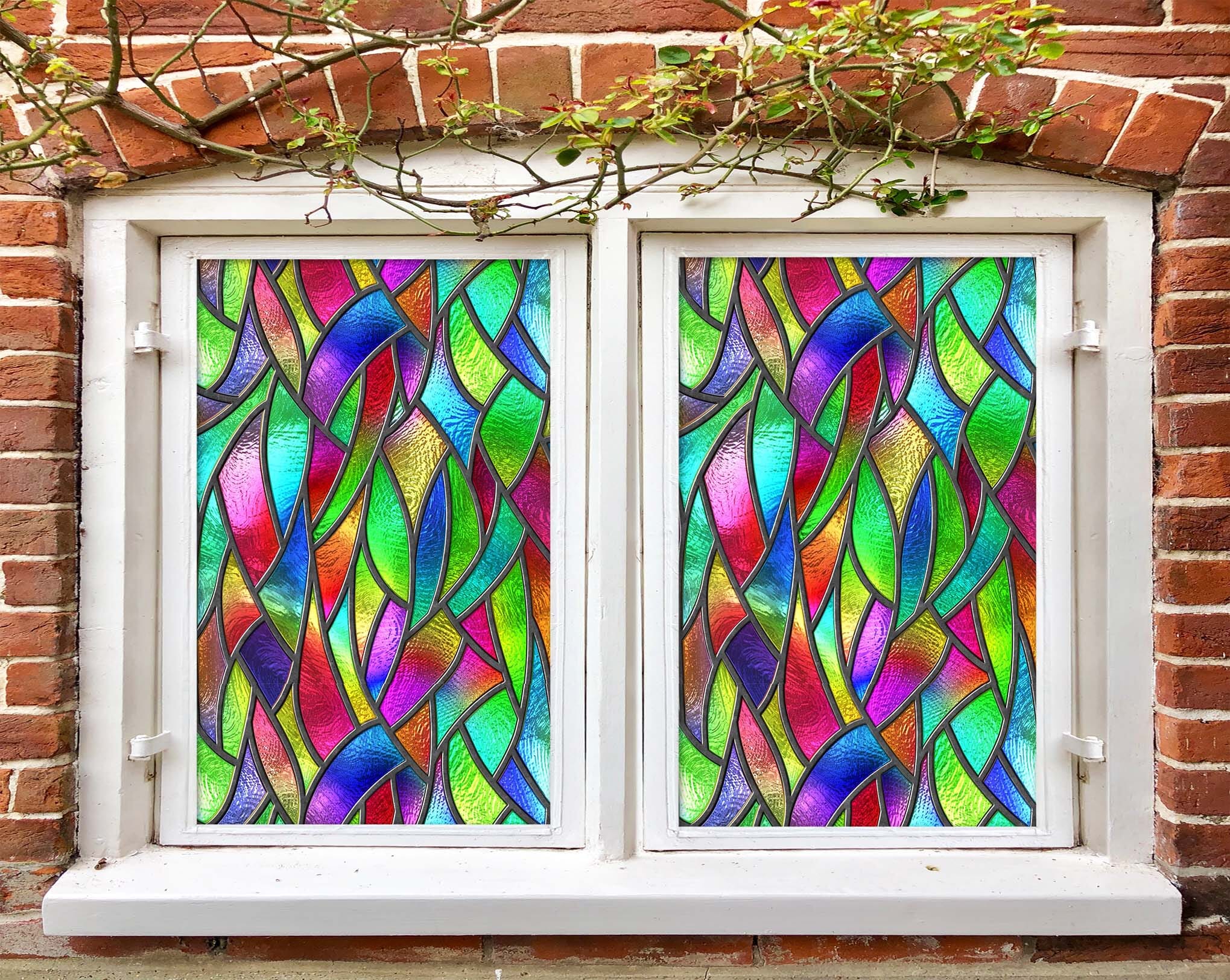 3D Leaf Shape Pattern 441 Window Film Print Sticker Cling Stained Glass UV Block Wallpaper AJ Wallpaper 2