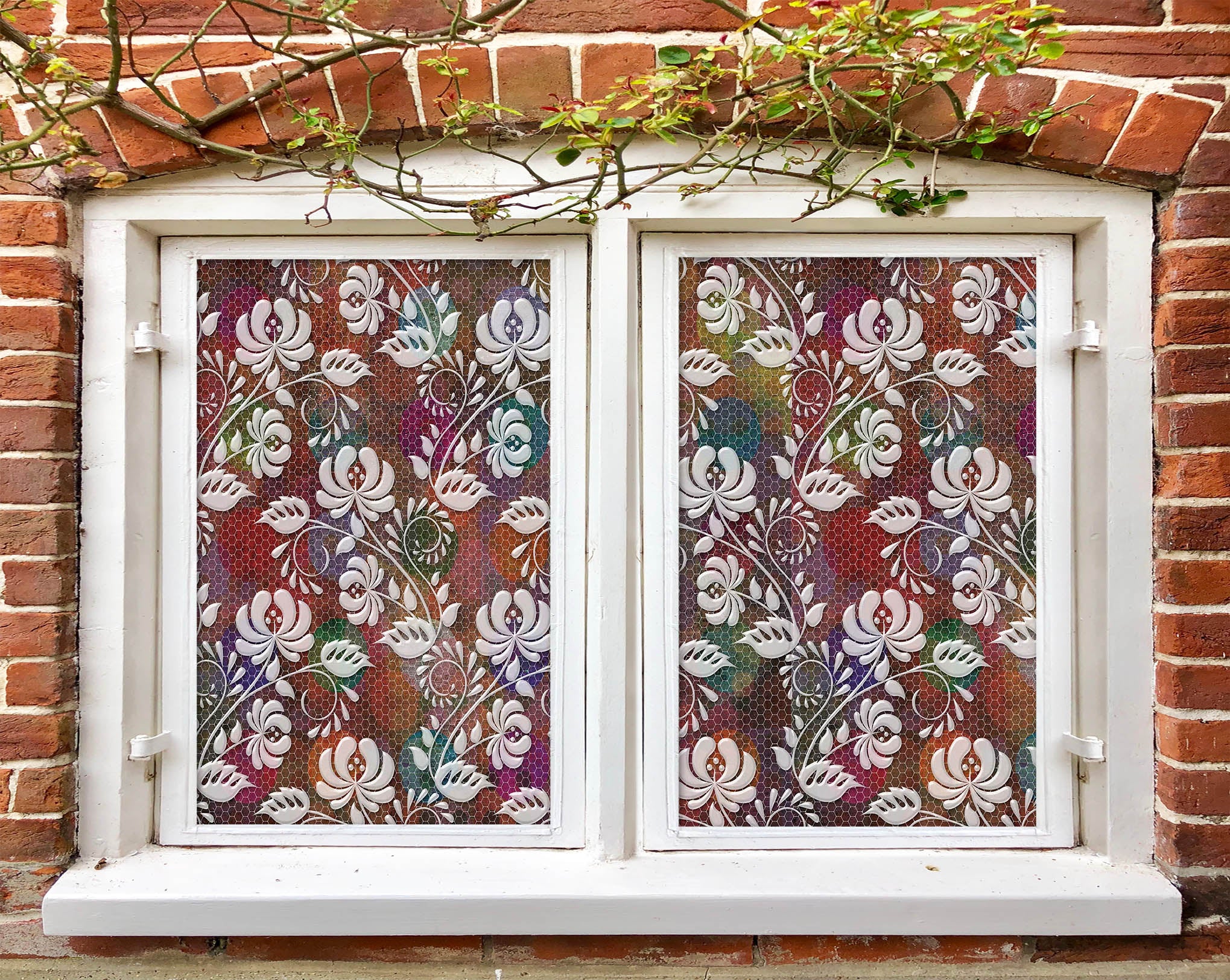 3D White Pattern 160 Window Film Print Sticker Cling Stained Glass UV Block