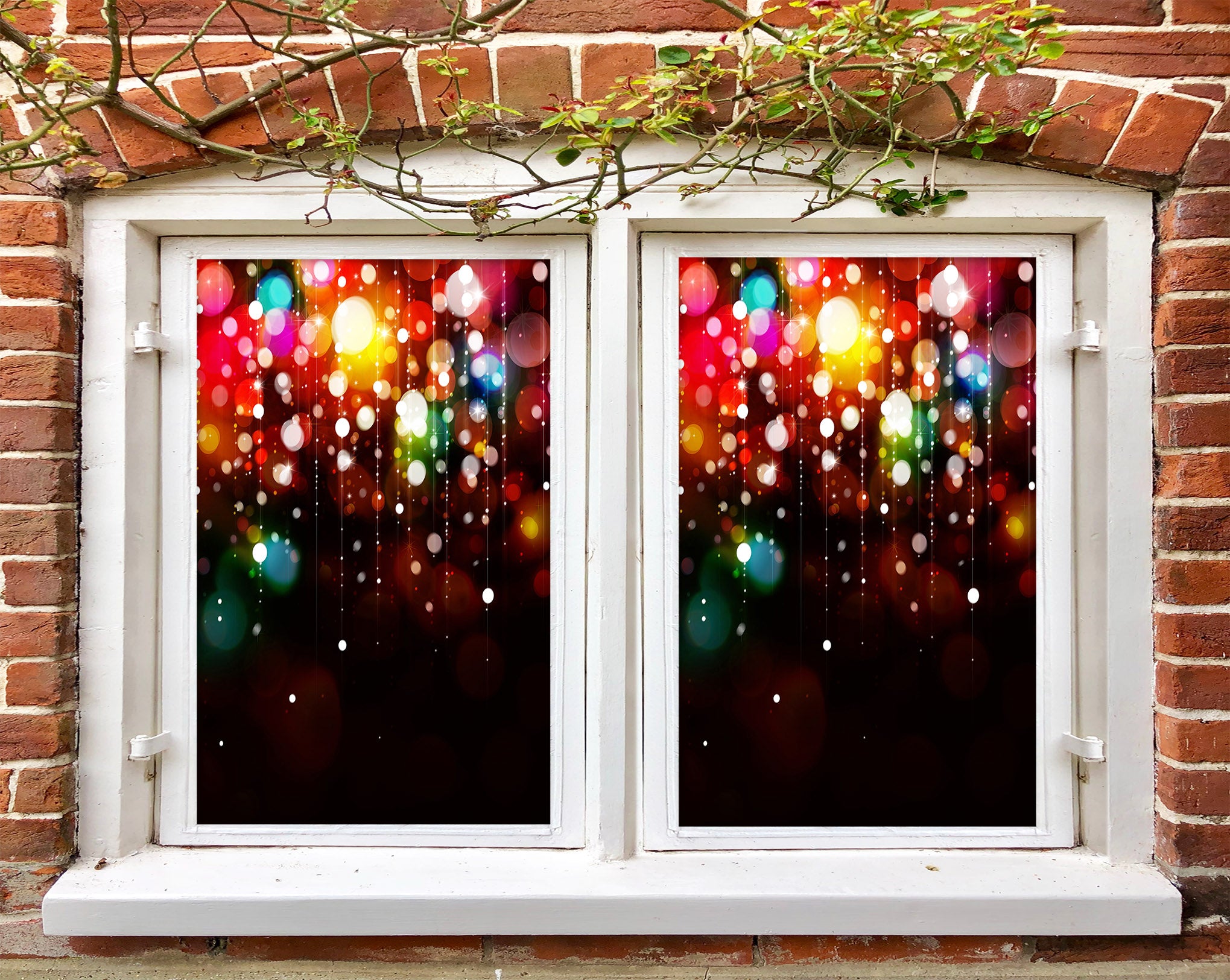 3D Colorful Lights 43082 Christmas Window Film Print Sticker Cling Stained Glass Xmas